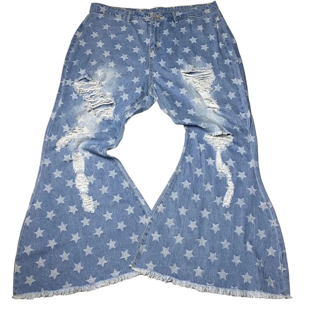 Shein 2000's Shein Super Flare Starlium Distressed Jeans Size US 40 / EU 56 - 2 Thumbnail