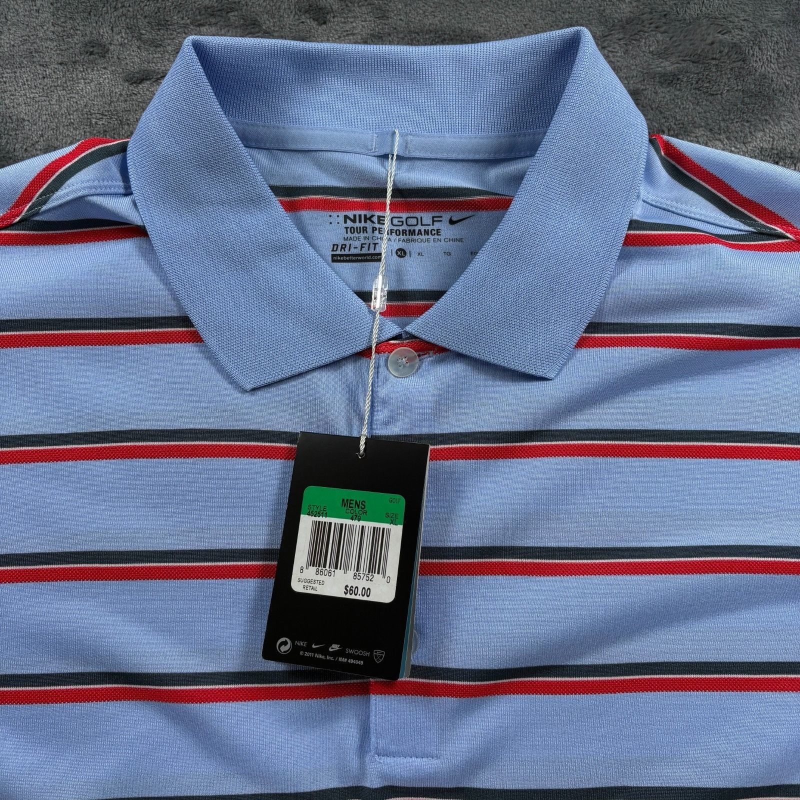 Nike Nike Golf Tour Performance Dri Fit Polo XL Blue Red Stripe N Size US XL / EU 56 / 4 - 3 Thumbnail