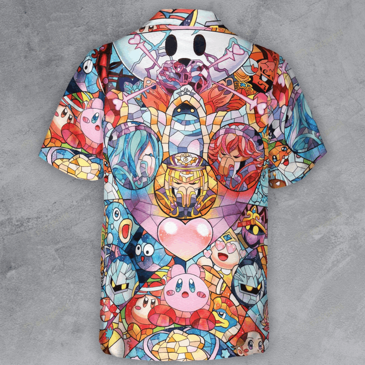 The Unbranded Brand Kirby Characters Stained Glass Button Down Shirt Size US M / EU 48-50 / 2 - 3 Thumbnail