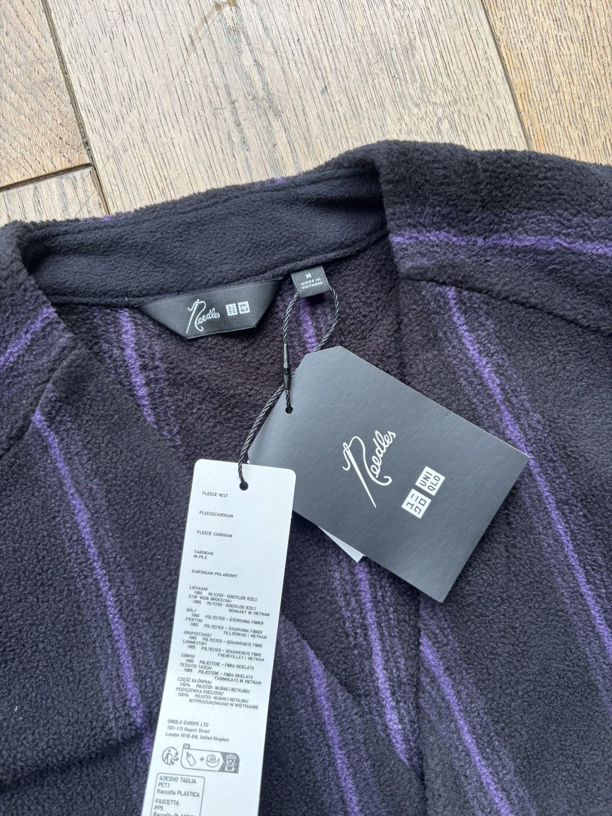 Needles Uniqlo Needles Striped Fleece Cardigan Medium Black Purple Size US M / EU 48-50 / 2 - 3 Thumbnail