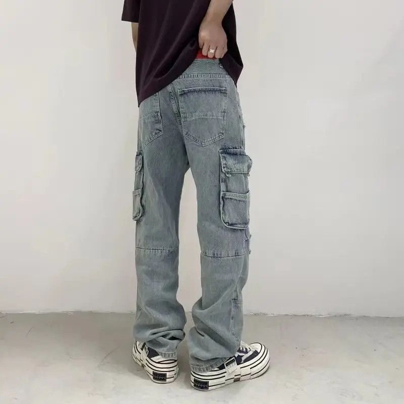 Japanese Brand Side Pocket Pleated Double Knee Frayed Distressed Jeans Size US 36 / EU 52 - 4 Thumbnail