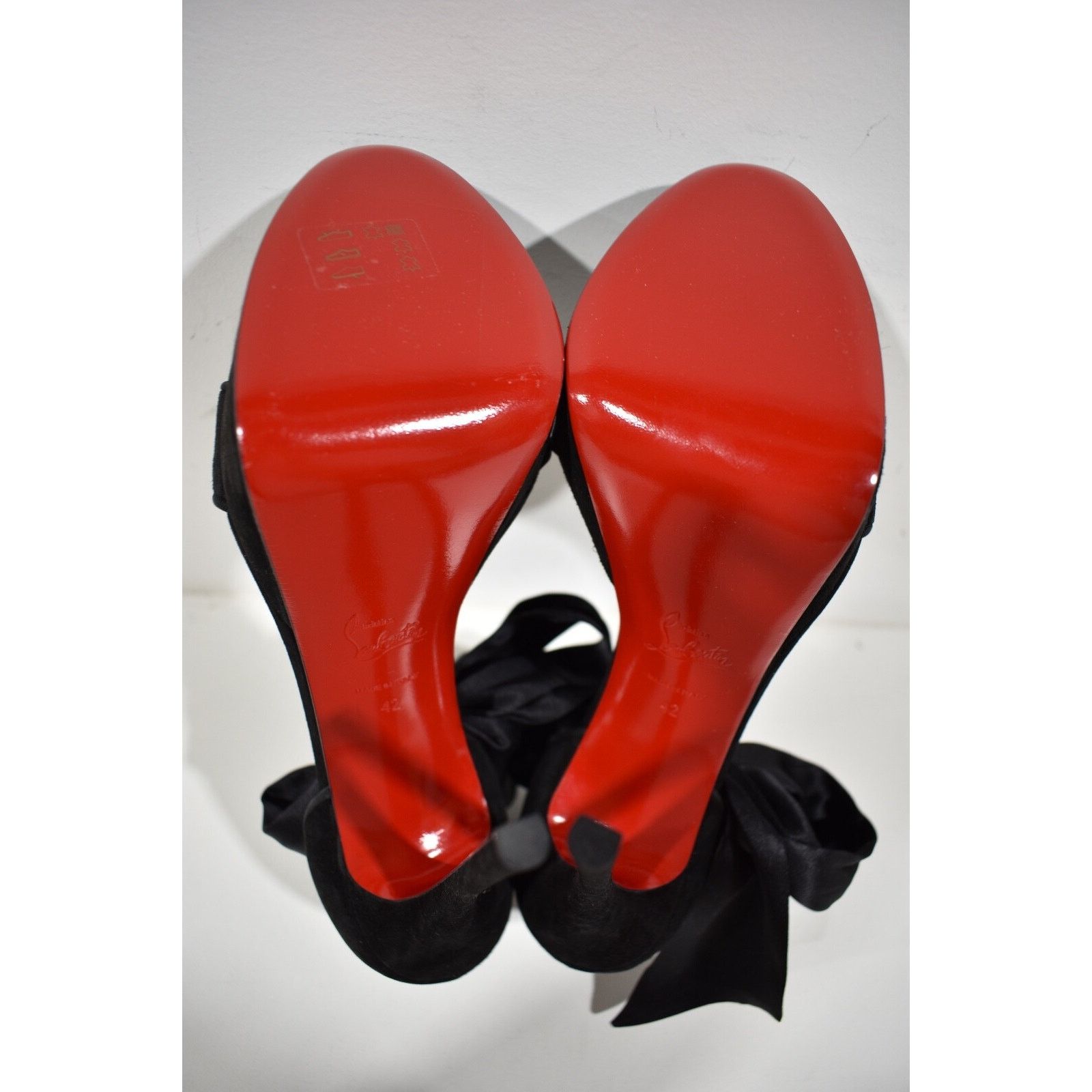 Christian Louboutin Torrida Alta 150 Black Silk Bow Platform Sandal Heel Pump 42 Size US 12 / IT 42 - 12 Thumbnail