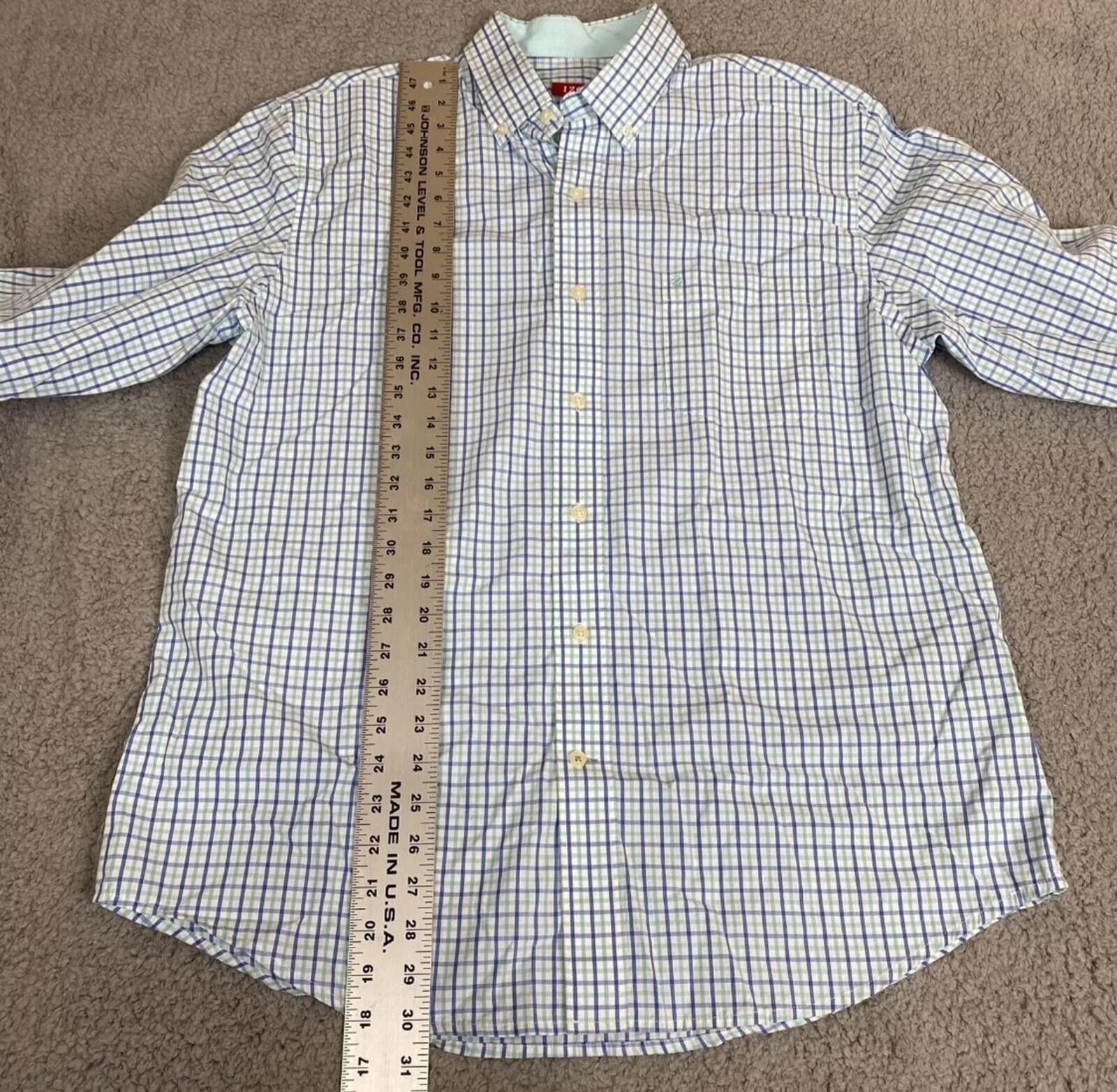 Izod Men's L Large Blue/Aqua Long Sleeve Cotton Casual Button Up Size 42R - 9 Thumbnail