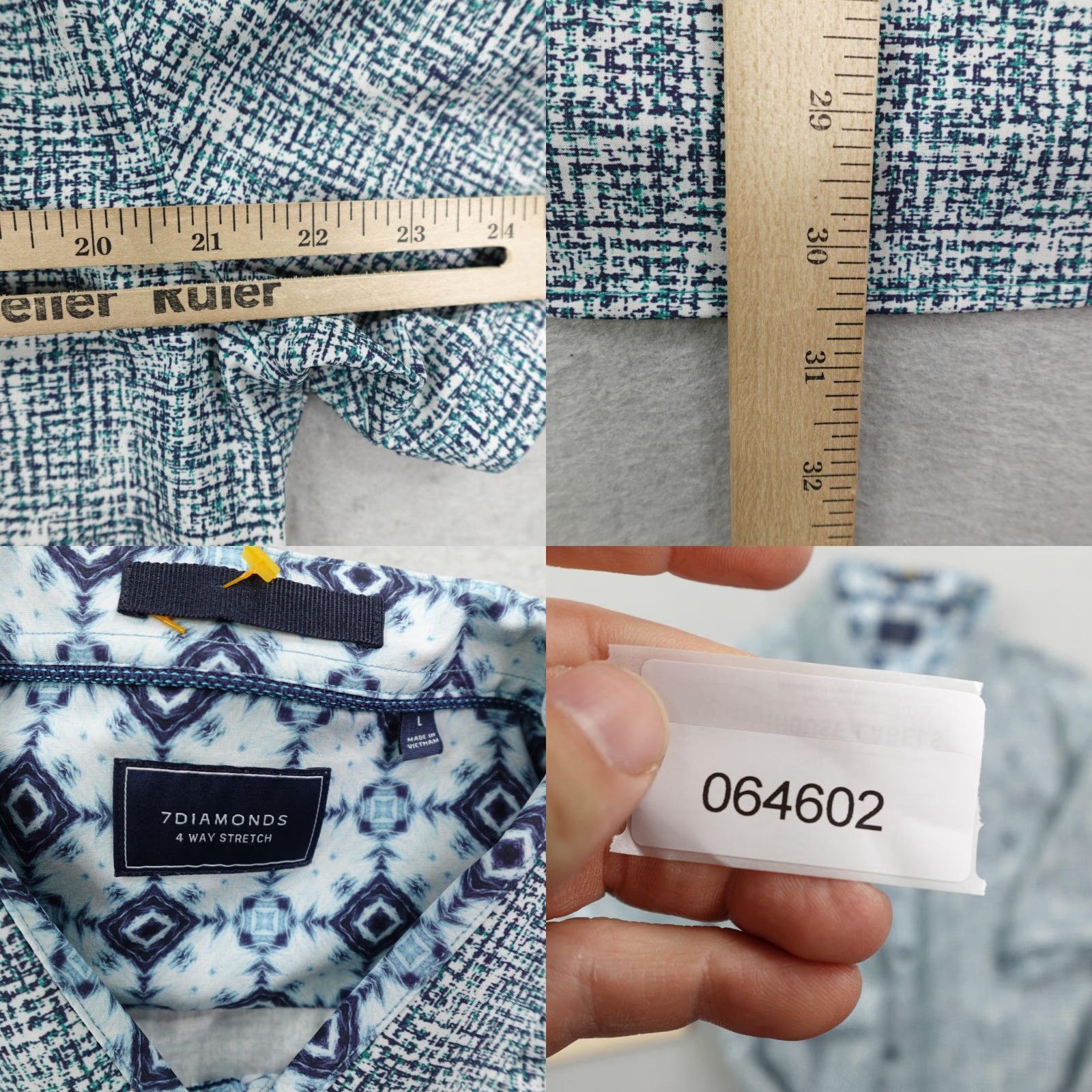 Vintage 7 Diamonds Shirt Mens Large Blue Fascination Street 4 Way Stretch Button Up Size US L / EU 52-54 / 3 - 8 Thumbnail