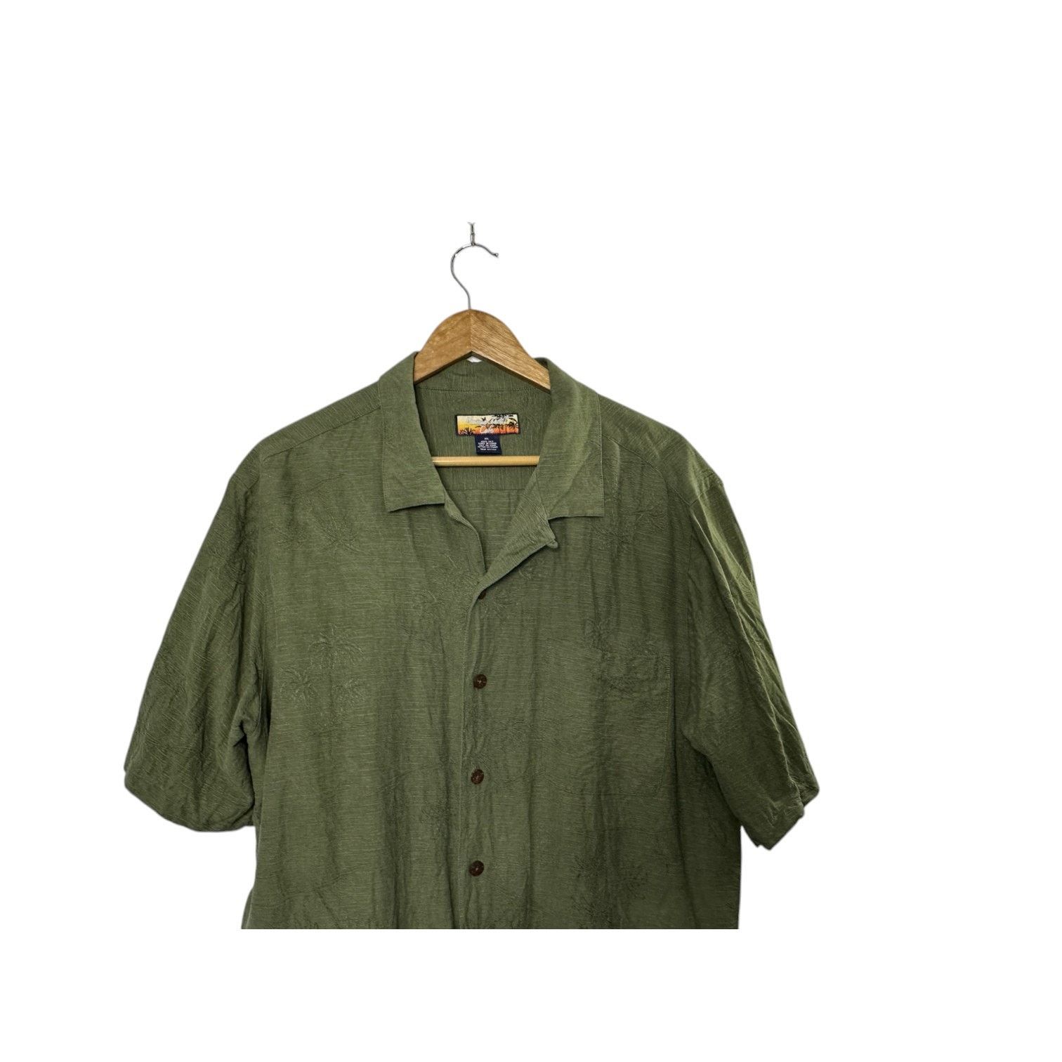 Havana Jacks Cafe Havana Jack's Cafe Green 100% Silk Button-Up Shirt XL Size US XL / EU 56 / 4 - 2 Thumbnail