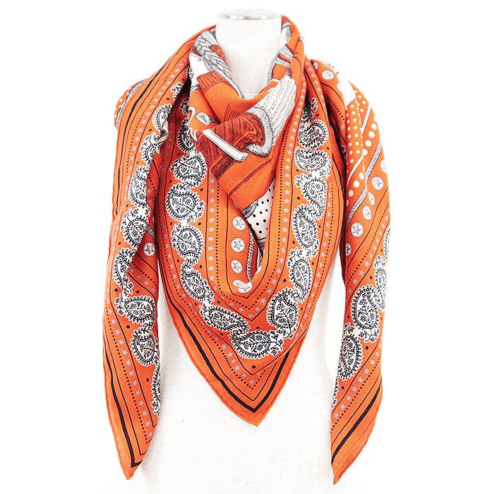 Hermes Hermes Hermes Carre Geant140 Zouaves et Dragons Cashmere Silk Scarf Textile Scarf DUTY FREE for USA Size ONE SIZE - 1 Thumbnail