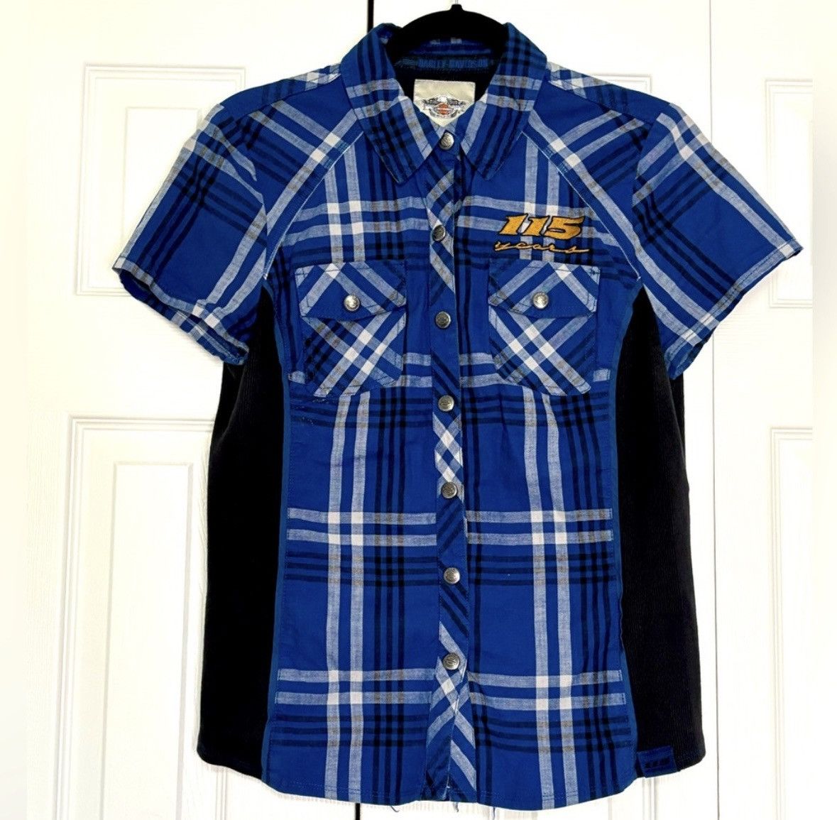 Harley Davidson Harley-Davidson Metal Snap Shirt Womens Size M Blue Plaid L Size M / US 6-8 / IT 42-44 - 1 Thumbnail