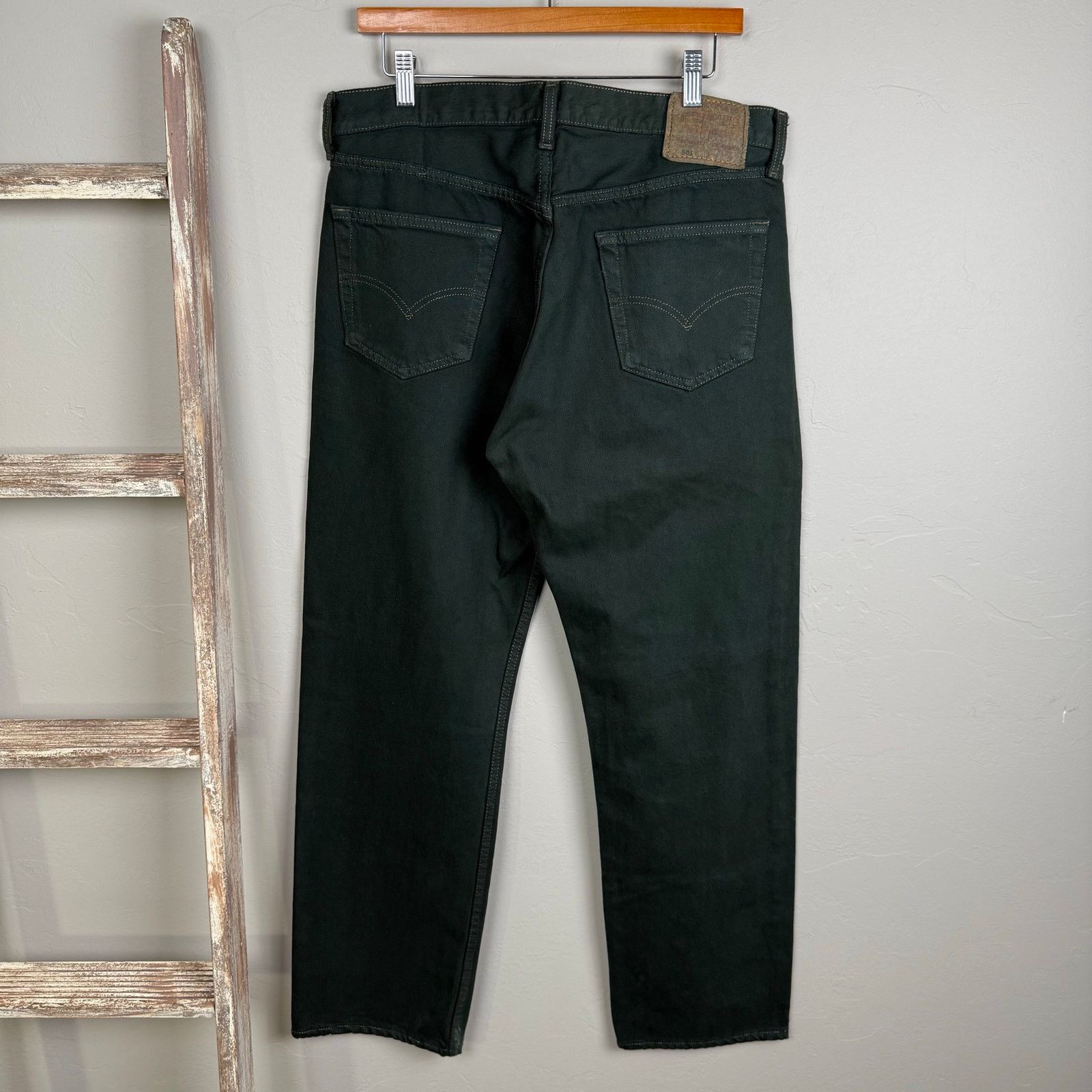 Levi's 90s Levi 501 Green Dyed Denim Button Fly Straight Jean 36x30 Size US 36 / EU 52 - 3 Thumbnail