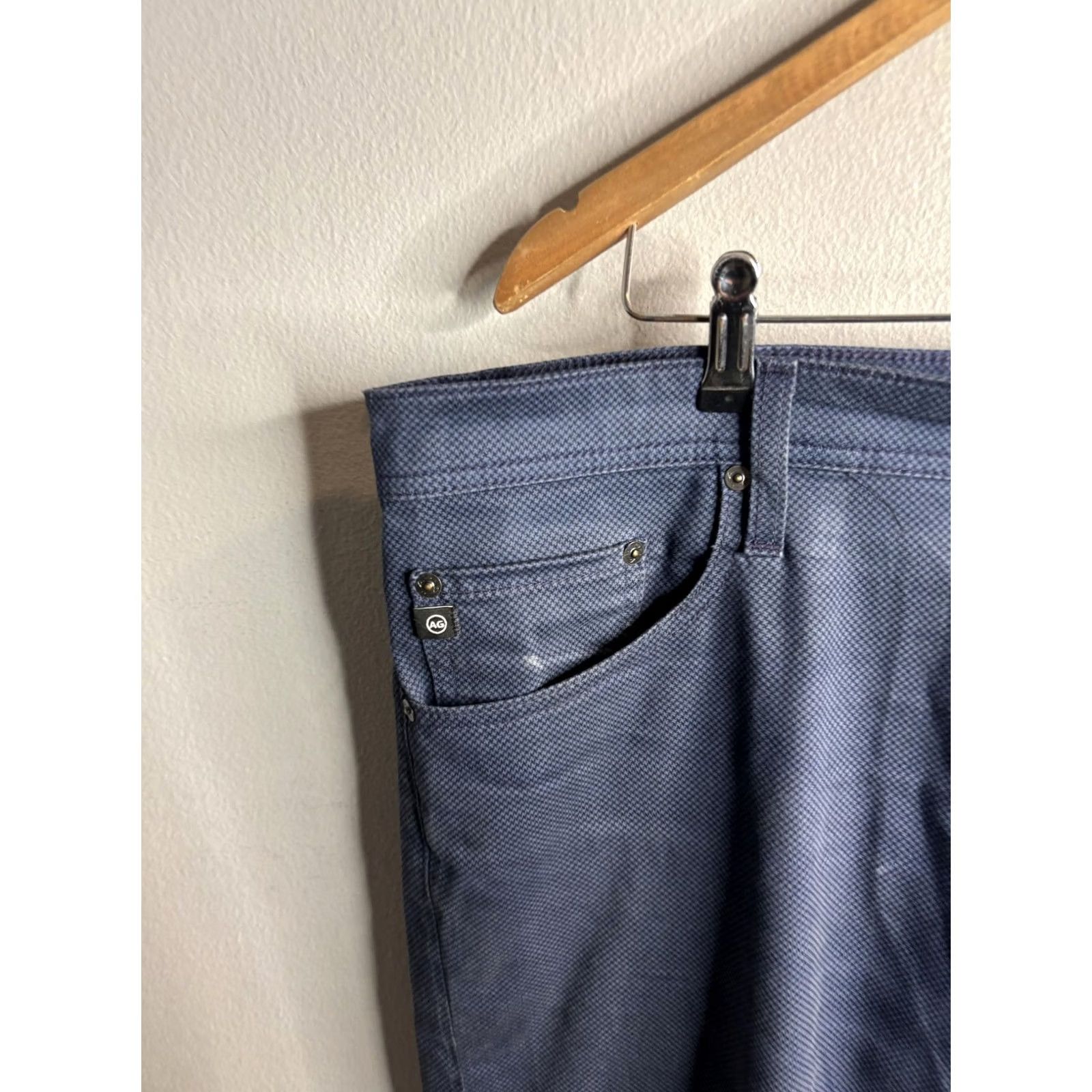 Vintage AG Adriano Goldschmied Everett Jeans Mens 44x33 Blue Slim Straight Geometric Denim 5-Pocket N/A Size US 44 / EU 60 - 2 Thumbnail