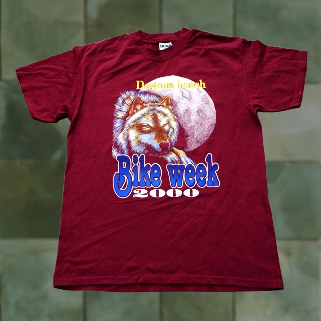 Gildan VINTAGE Y2K BIKE WEEK 2000 DAYTONA BEACH SHIRT FOR BIKERS WOLF SIZE MENS LARGE Shirt Mens Large Brown 2000s Size US L / EU 52-54 / 3 - 1 Thumbnail