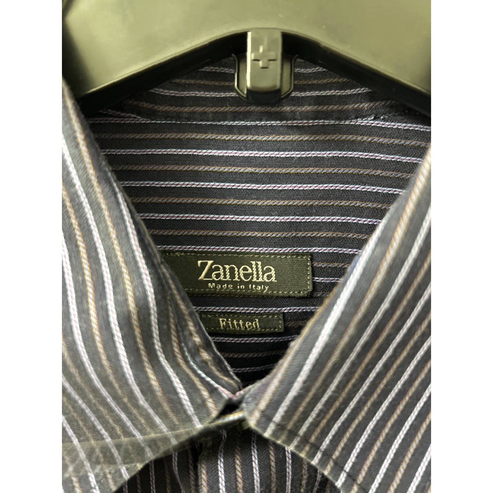 Zanella Zanella Shirt Mens 17 Blue Striped Button-Up L/S Collared Pocketed Made In Italy Fitted Regular Size 17 Size US XL / EU 56 / 4 - 5 Thumbnail