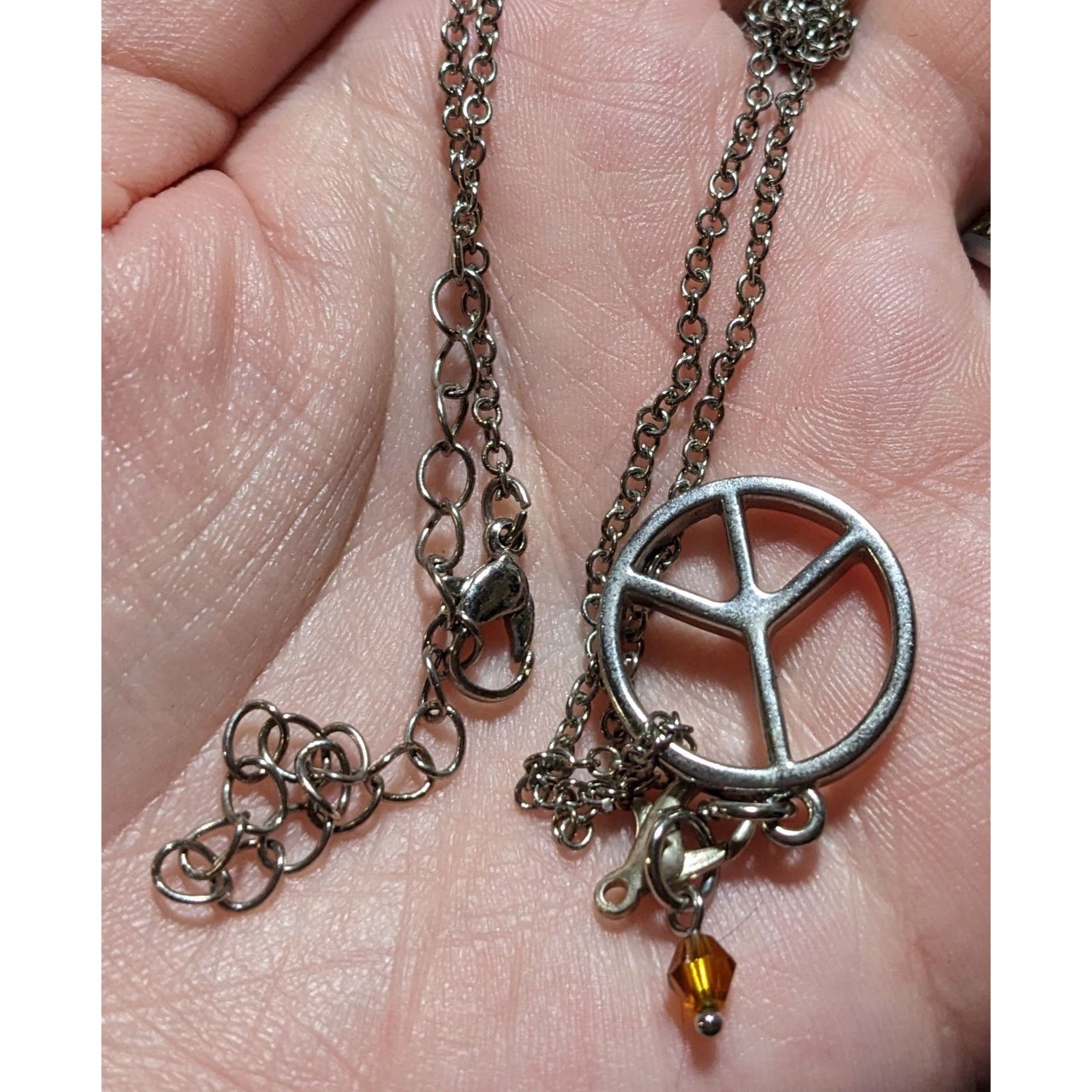 Other Silver Peace Sign Chain Charm Necklace Size ONE SIZE - 6 Thumbnail