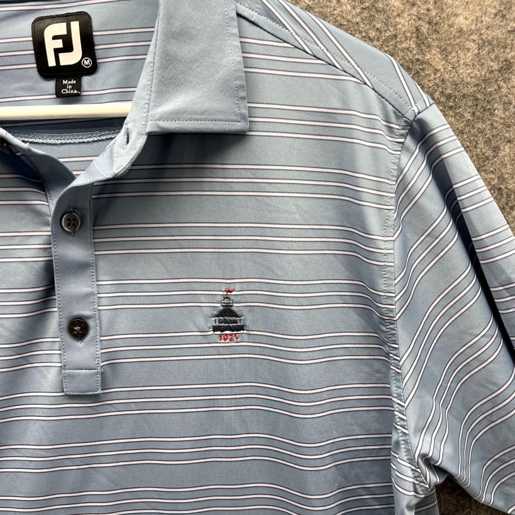 Footjoy FootJoy Polo Shirt Men Medium Blue Striped Polyester Golf Club Sankaty Vtg Size US M / EU 48-50 / 2 - 4 Thumbnail