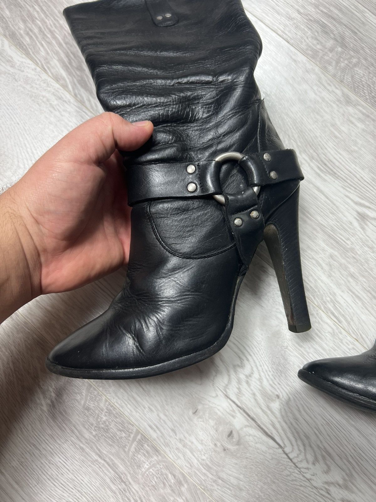 Dolce & Gabbana Dolce Gabbana Black Leather High Heel Boots D&G Y2K Style Size US 7.5 / IT 37.5 - 8 Thumbnail