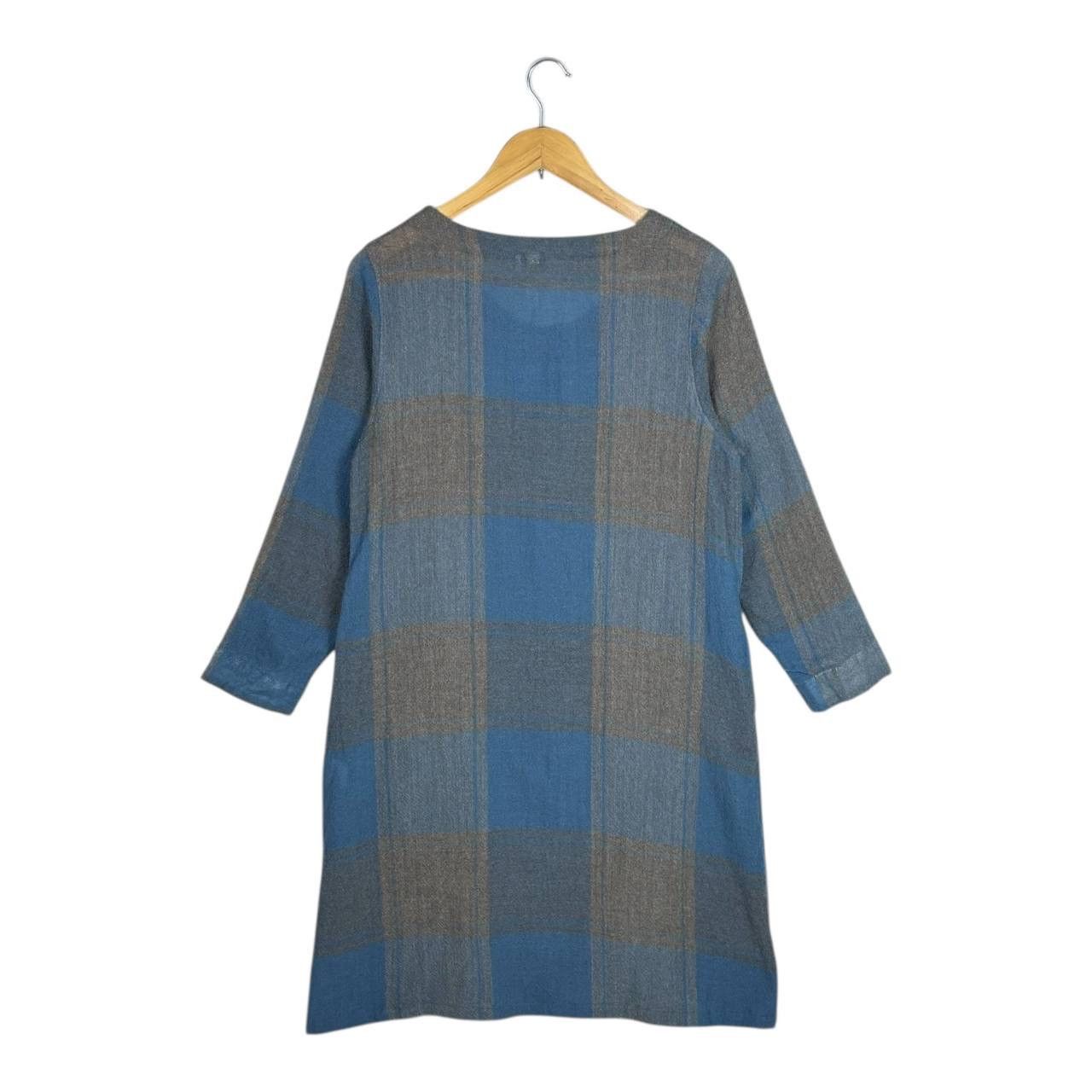 Japanese Brand Ichi Japan Wool Check Tunic Dress Lagenlook Mori Grey OS Size S / US 4 / IT 40 - 2 Thumbnail