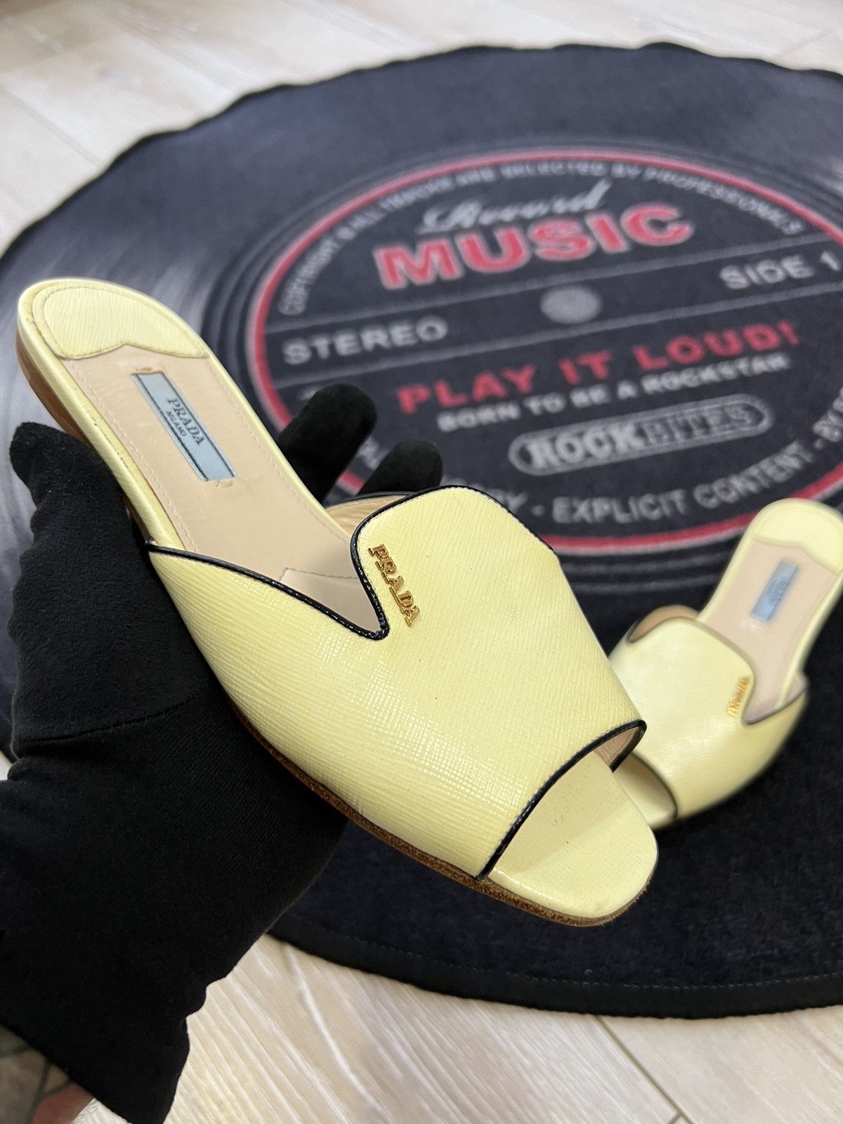Miu Miu × Prada × Vintage Prada Logo Slides Size US 7.5 / IT 37.5 - 2 Thumbnail