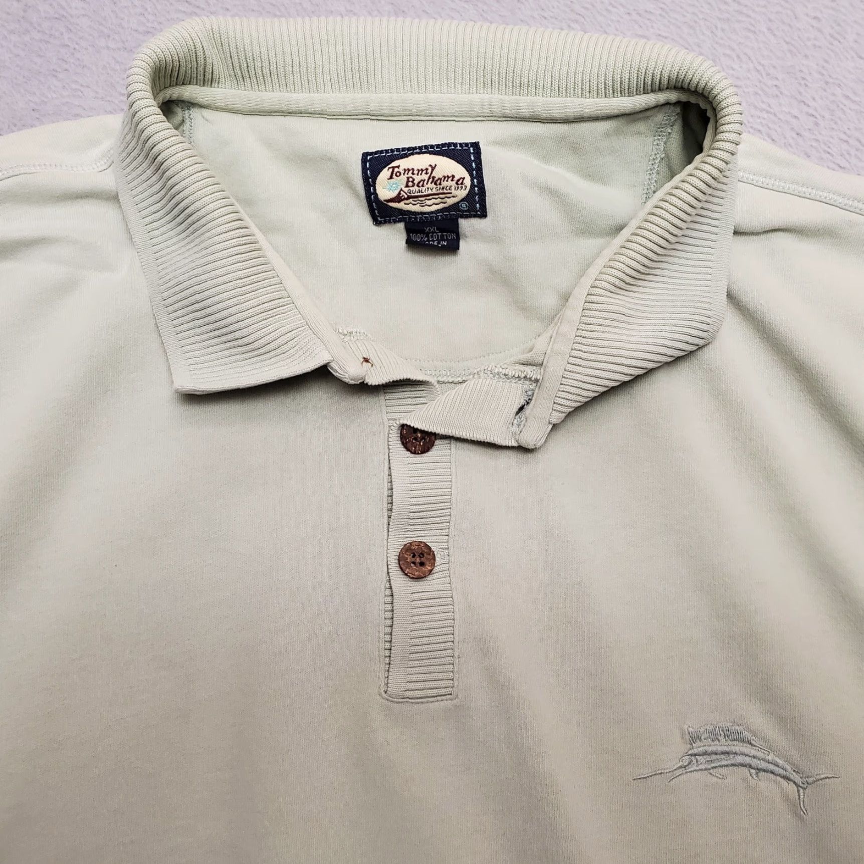Tommy Bahama VINTAGE Tommy Bahama Shirt Mens 2XL Polo Green 100% Cotton Casual Golf Summer Dad Embroidered Logo Short Sleeve Button Collared Knit Fabric Mens Size US XXL / EU 58 / 5 - 6 Thumbnail