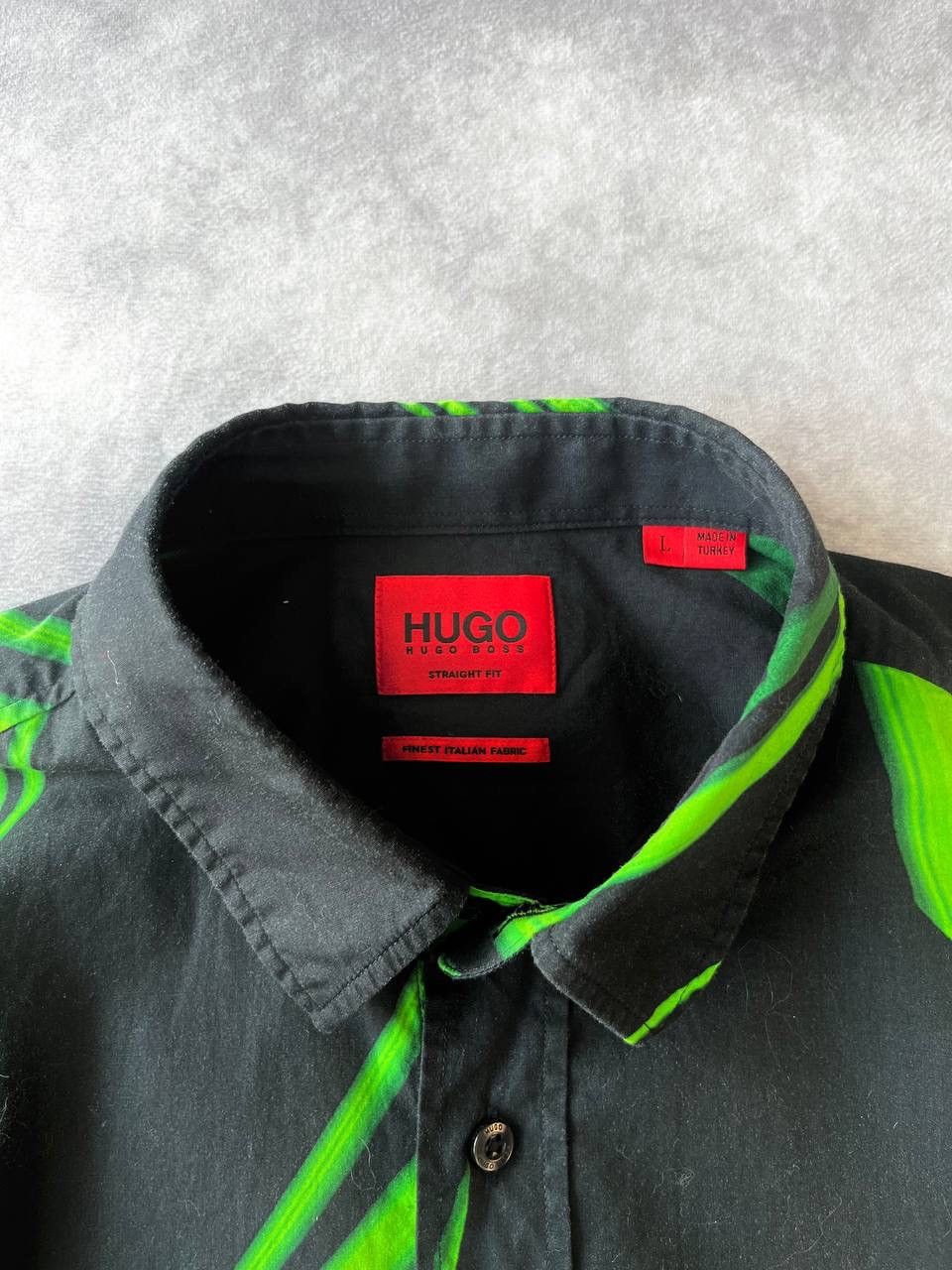 Hugo Boss HUGO BOSS Hugo Green Black Abstract Print Shirt Straight Fit Size US L / EU 52-54 / 3 - 2 Thumbnail