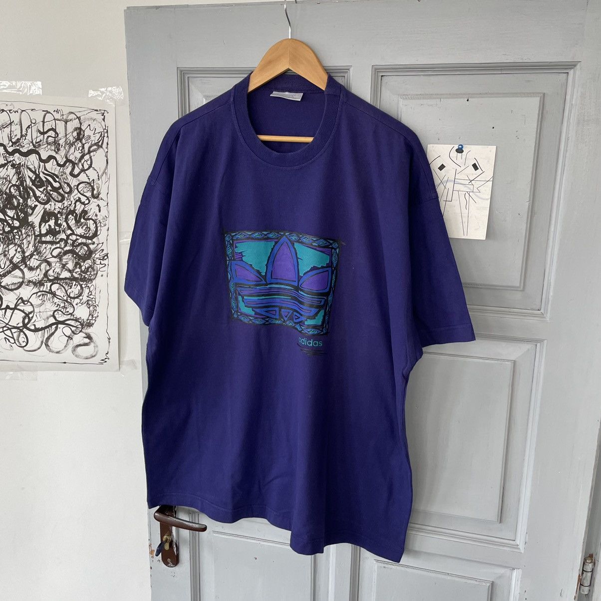 Adidas Vintage 90’s Adidas Sportswear Violet Rare T-shirt Size US XL / EU 56 / 4 - 3 Thumbnail