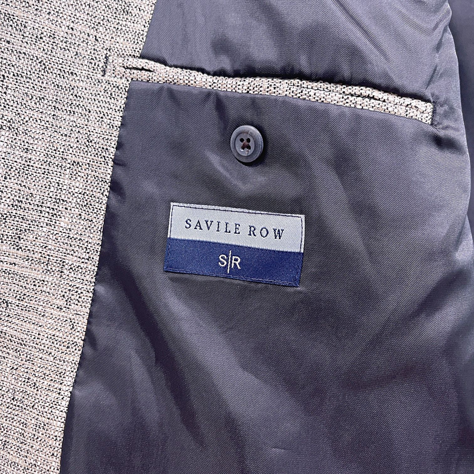 Other Savile Row 100% Silk Basketweave Sport Coat Jacket Taupe 46L Size 46L - 7 Thumbnail