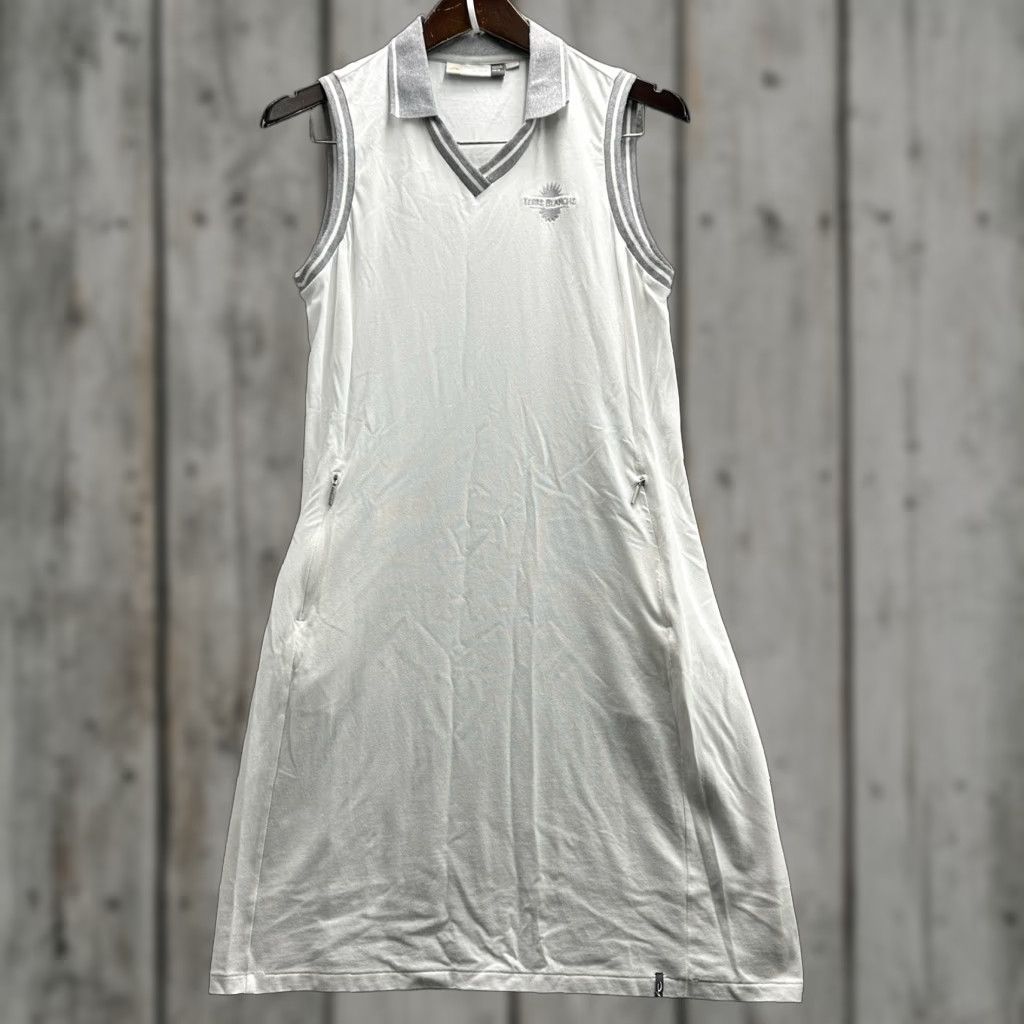 KJUS Kjus Mini Dress M White Sleeveless Sport Fit V-Neck Solid Golf Tennis Pickleball 90s Womens Size M / US 6-8 / IT 42-44 - 1 Thumbnail