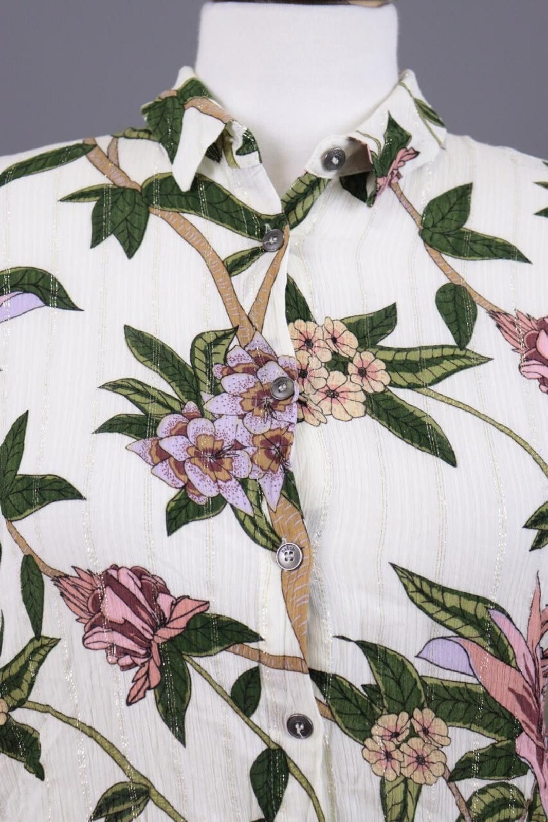 Wilkes Bashford BA&SH White Floral Printed Long Sleeve Blouse Shirt Size 0 Size XS / US 0-2 / IT 36-38 - 3 Thumbnail
