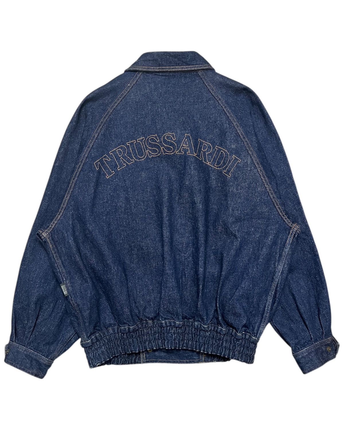 Trussardi 1980s Double Breasted Japanese Denim Blouson Jacket Size US XL / EU 56 / 4 - 2 Thumbnail