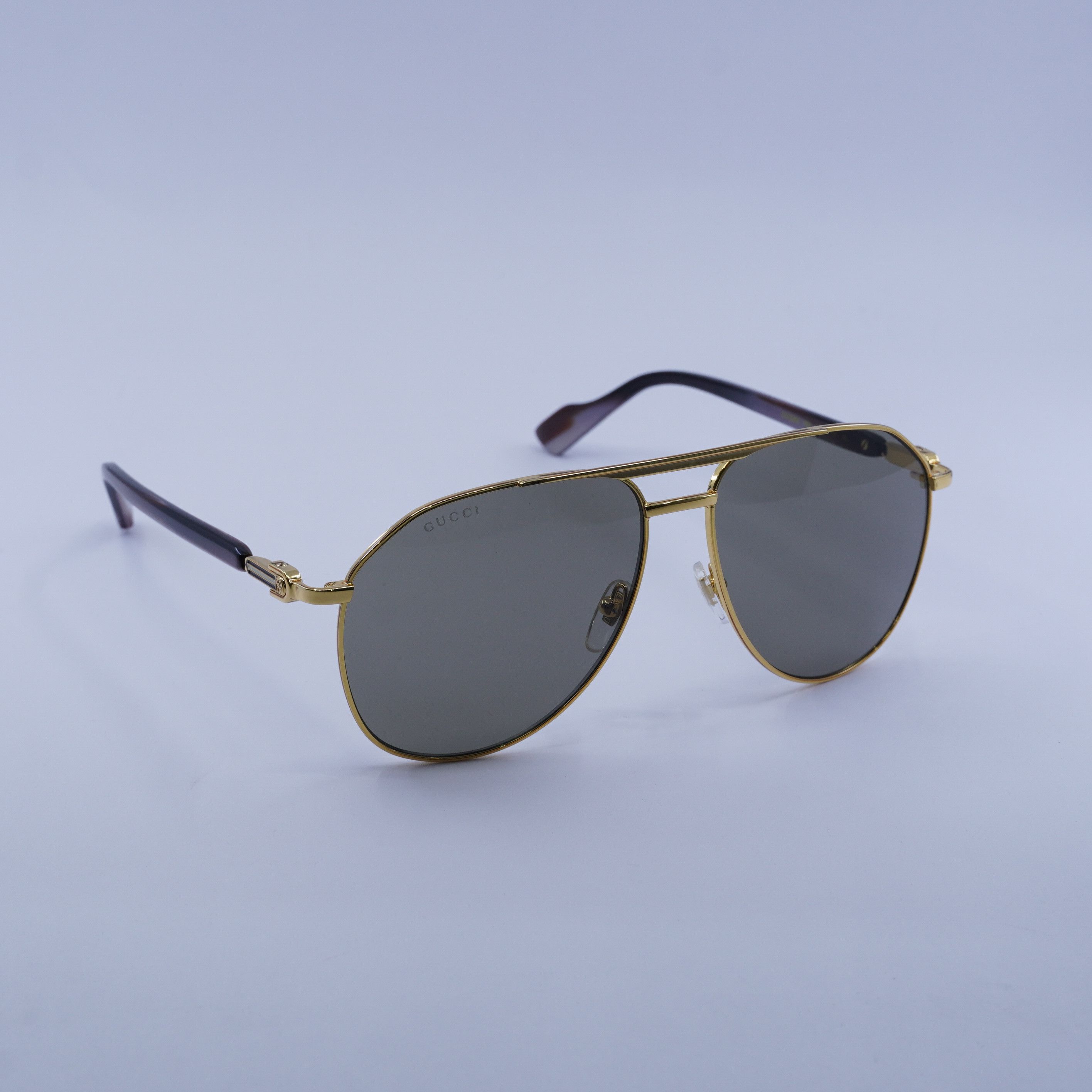 Gucci Gucci GG1220S 002 Sunglasses Gold Aviator Frame, Brown Lense Size ONE SIZE - 1 Thumbnail