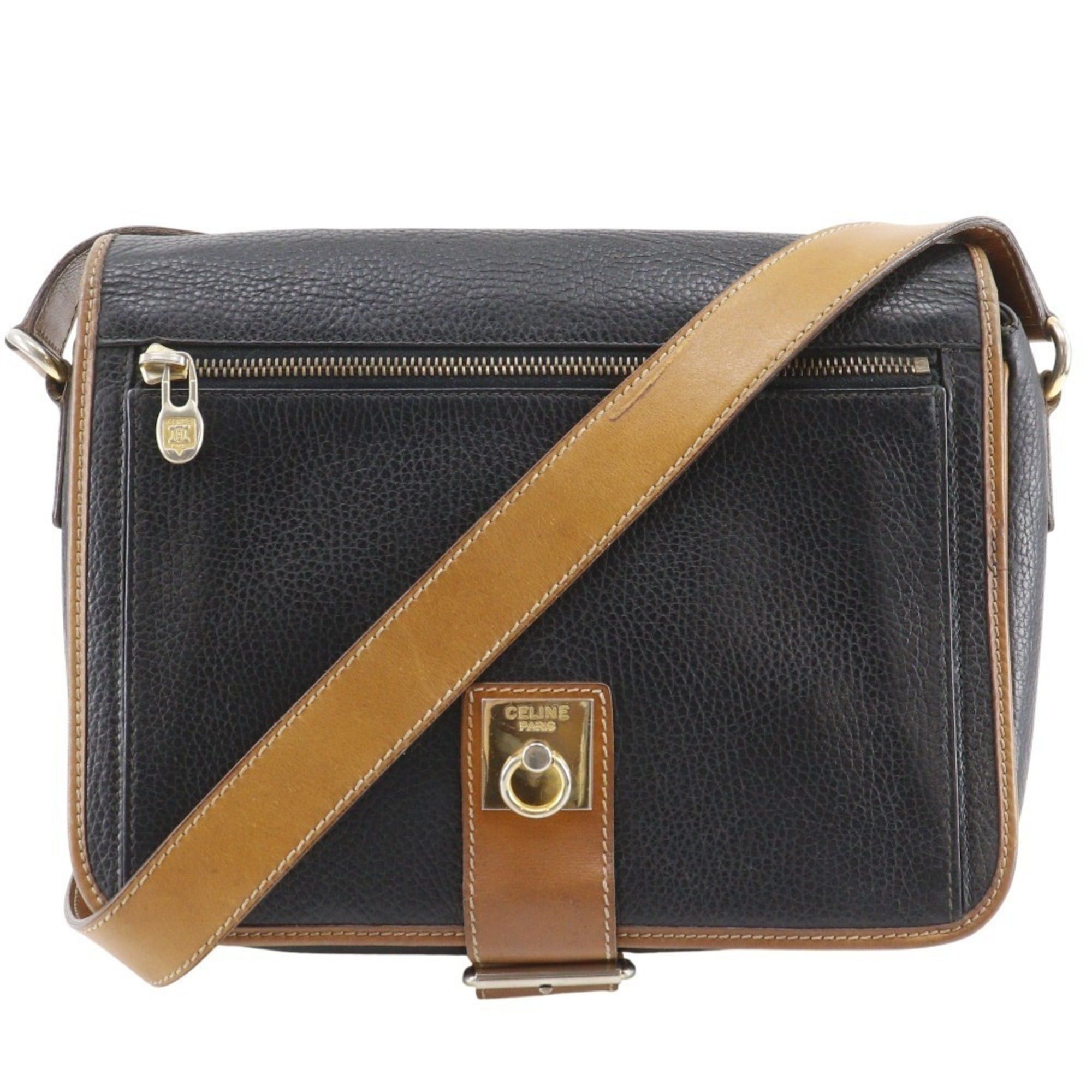 Celine Celine Old Vintage Shoulder Bag in Black Calfskin with A5 Belt Clasp, Unisex Size ONE SIZE - 1 Thumbnail