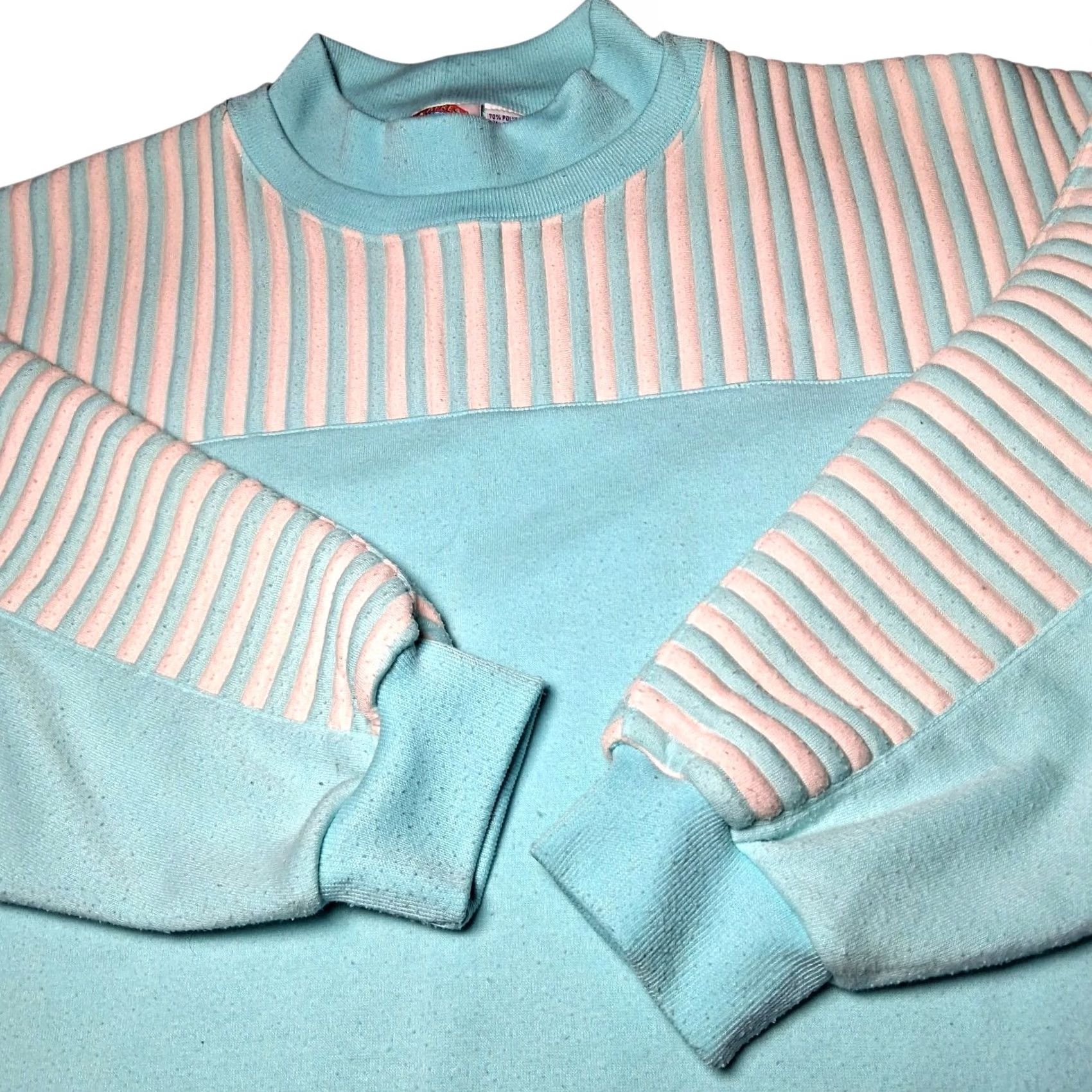Vintage VINTAGE Apres Sport Sweatshirt Women L Blue Pink Ribbed Crewneck Retro Striped Ski Winter Fall Spring Athletic Casual Pullover Formal Read Size L / US 10 / IT 46 - 2 Thumbnail