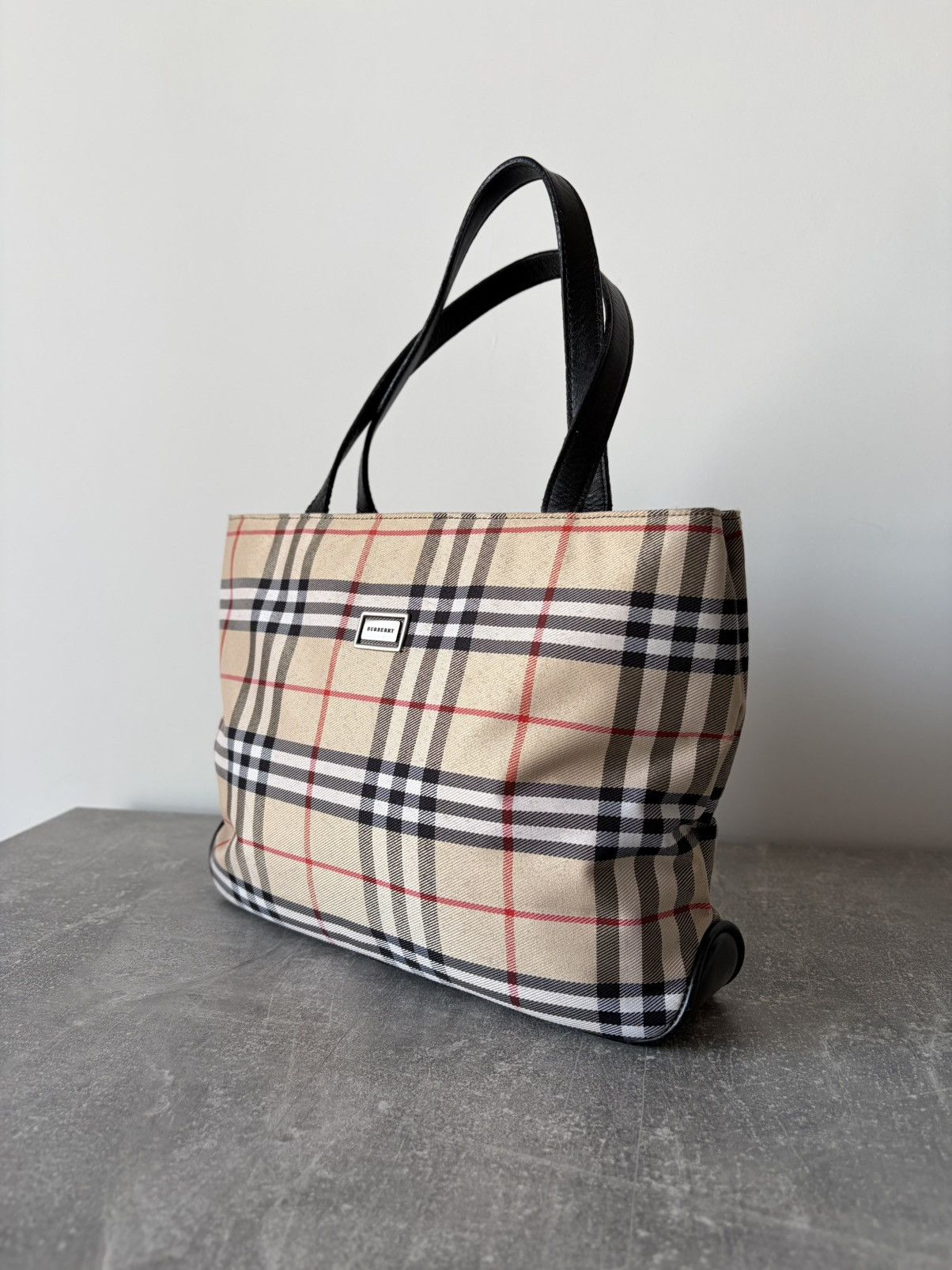 Burberry Rare Burberry Blue Label Tote Nova Check Beige Canvas Bag Size ONE SIZE - 1 Thumbnail