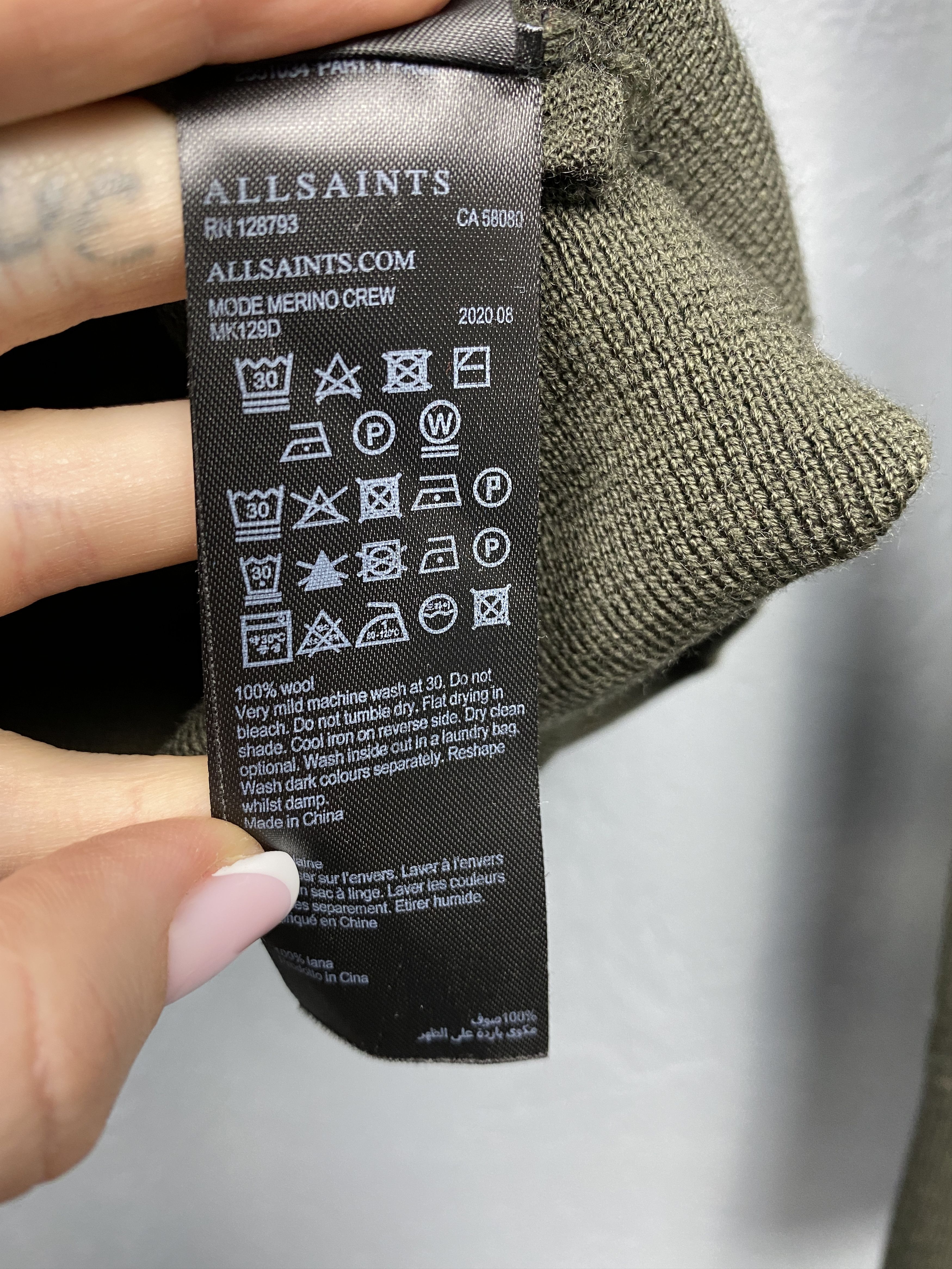 Allsaints AllSaints Mens Mode Merino Crew Neck Wool Knit Sweater Size US S / EU 44-46 / 1 - 5 Thumbnail