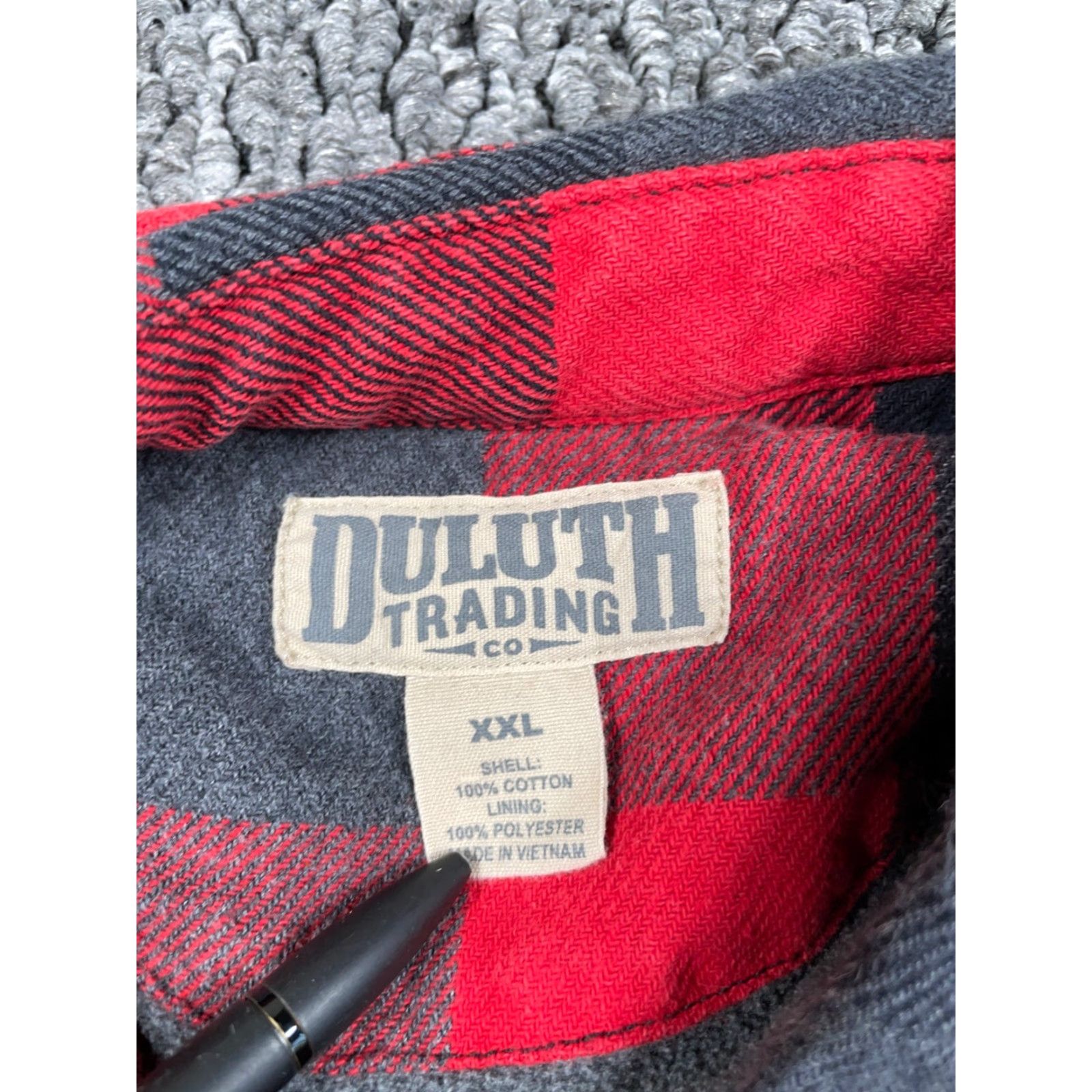 Duluth Jacket 2XL Red Black Gray Fleece Lined Flannel Heavy Snap Button Adult Coat Coat Length Short Casual Workwear Men's Regular