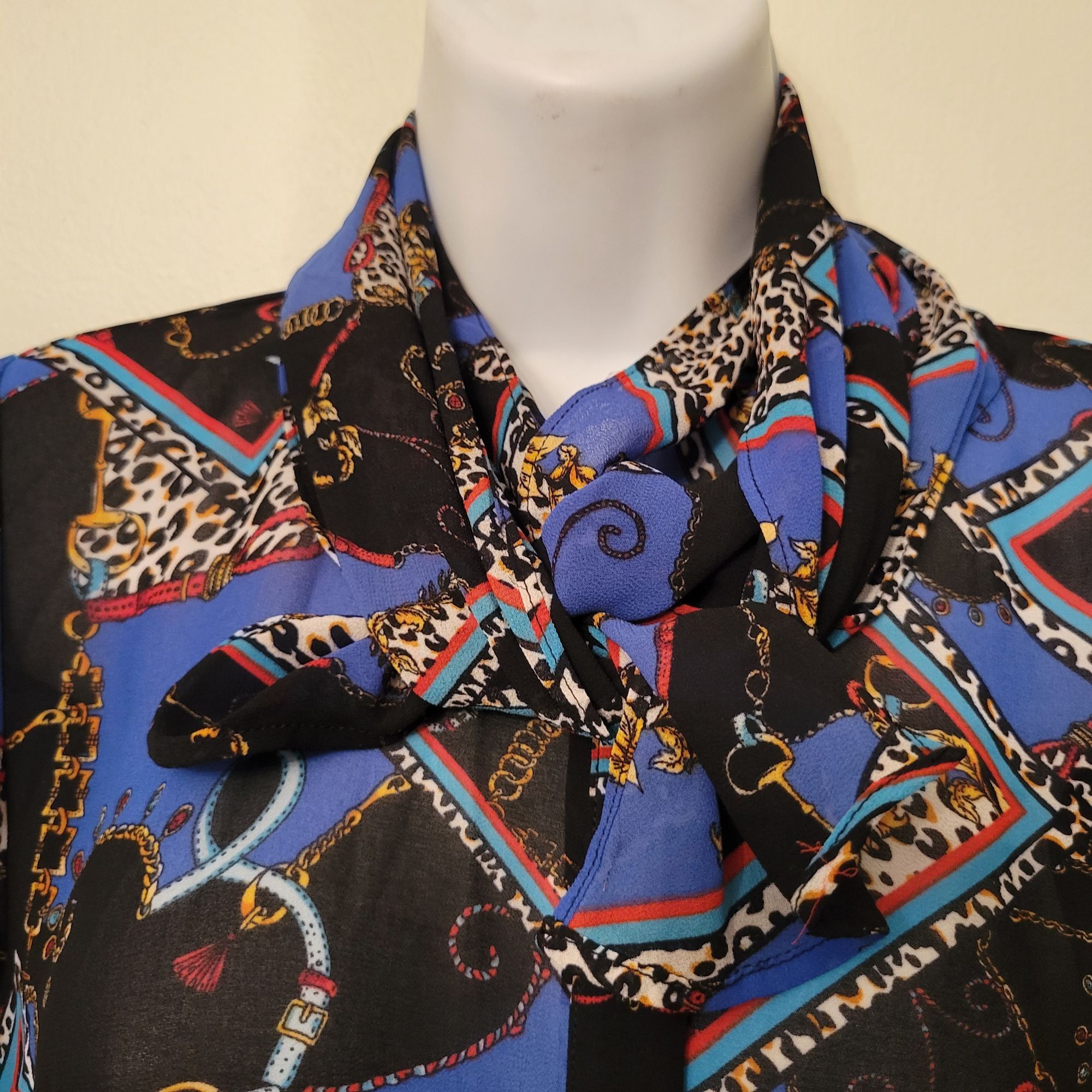 Other Kut from the Kloth M Leopard Chain Print Bow Neck Blouse Pro Size M / US 6-8 / IT 42-44 - 9 Thumbnail