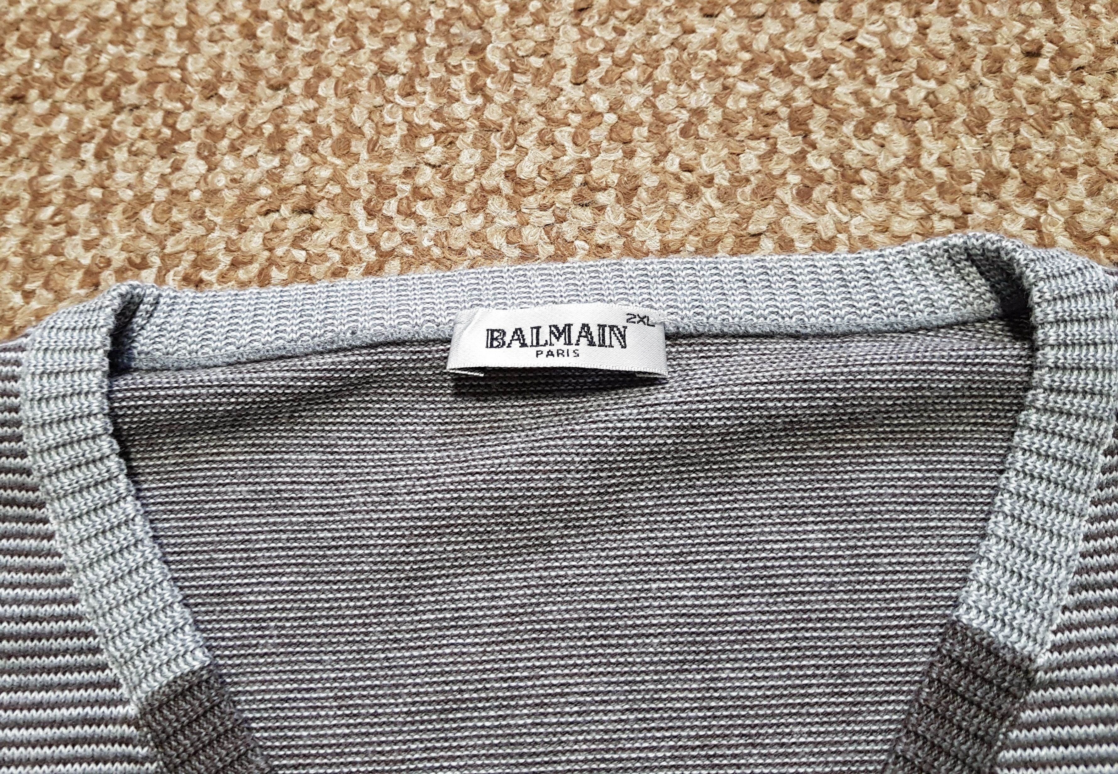 Balmain Balmain Vintage Men's Stripe V Neck Jumper Pullover sz XXL Size US XXL / EU 58 / 5 - 8 Thumbnail