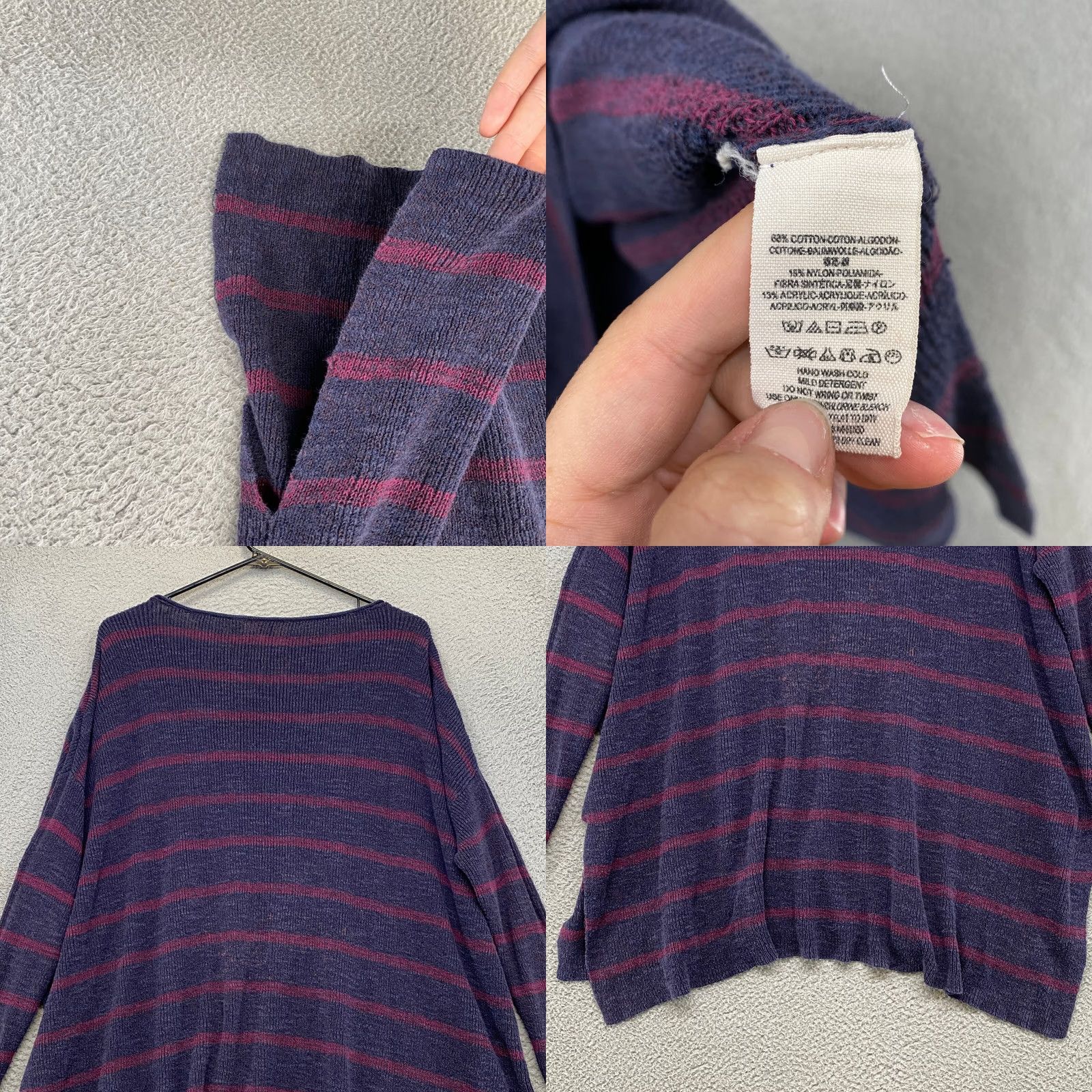 Free People Free People Sweater Womens Medium Oversized Slouchy Striped Navy Blue Beach Boho Pullover Casual Knit Stripe Knitwear Vintage: No Size M / US 6-8 / IT 42-44 - 8 Thumbnail