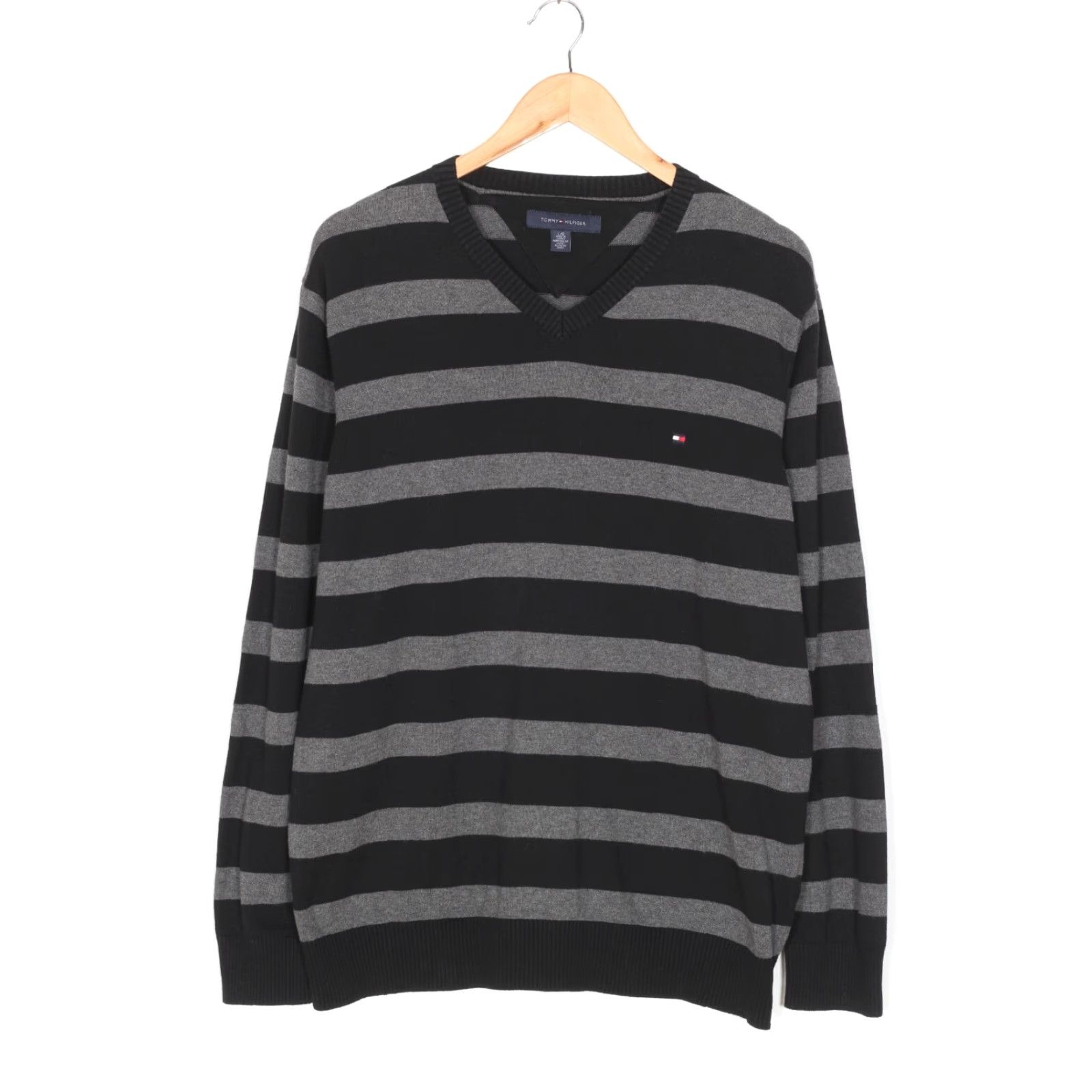 Tommy Hilfiger TOMMY HILFIGER V Neck Striped Cotton Jumper Sweater Men L Victorian VR1840 Size US L / EU 52-54 / 3 - 2 Thumbnail