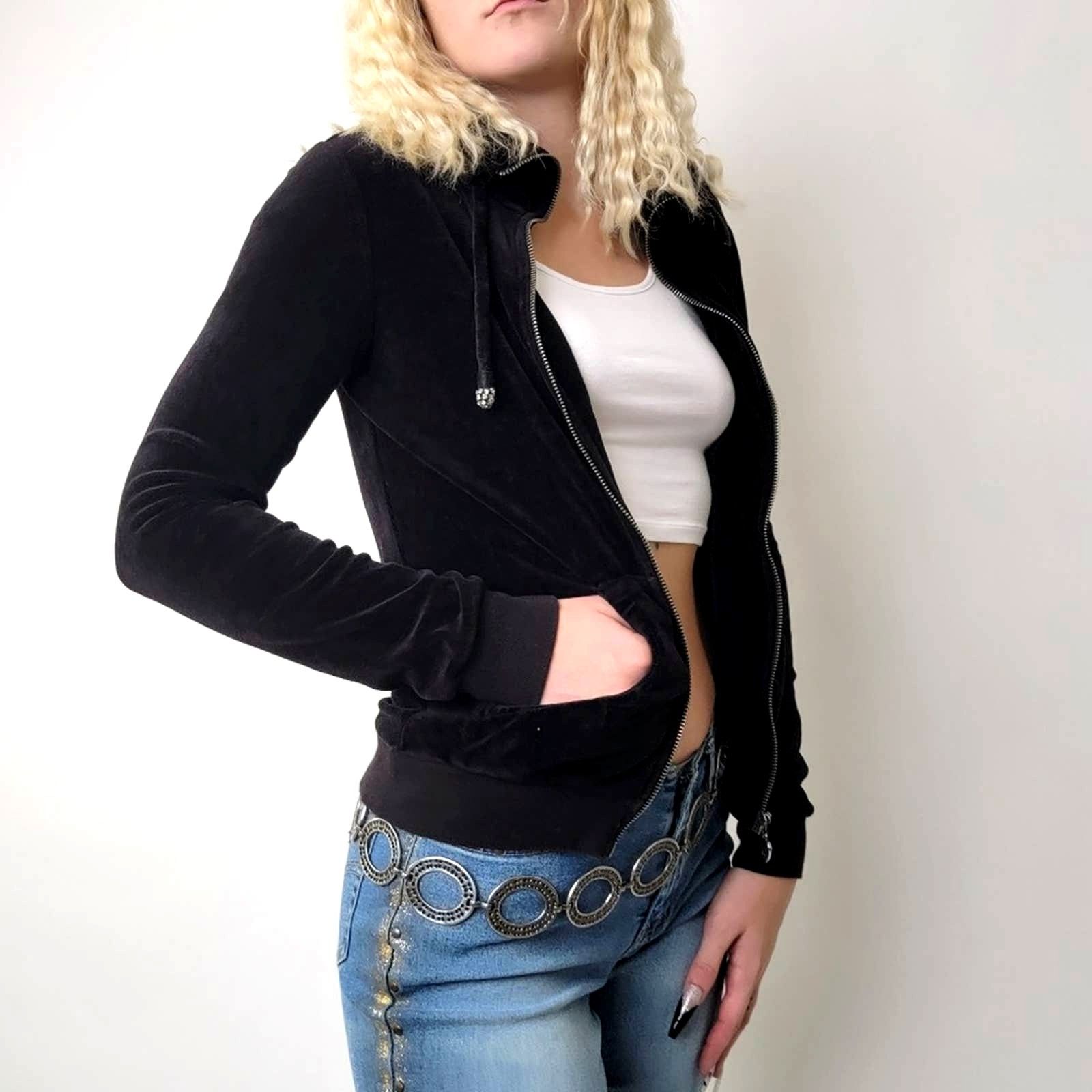 Vintage Vintage Y2k Twisted Heart Velour Zip Up Hoodie Jacket Size S / US 4 / IT 40 - 5 Thumbnail