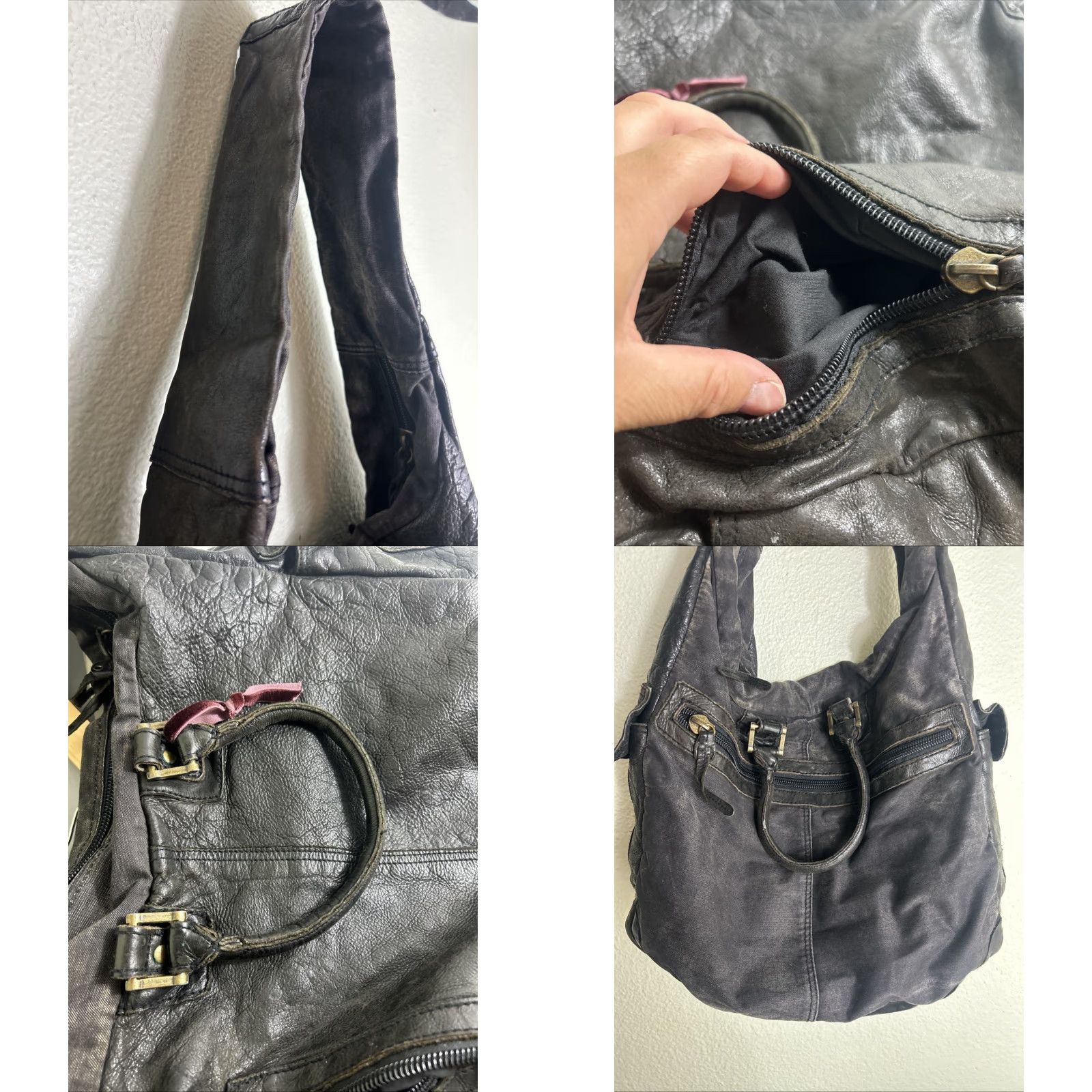 Vintage Rare Tough Jeansmith Military Surplus Brown Leather Large Shoulder Bag Flaw Size US 33 - 9 Thumbnail