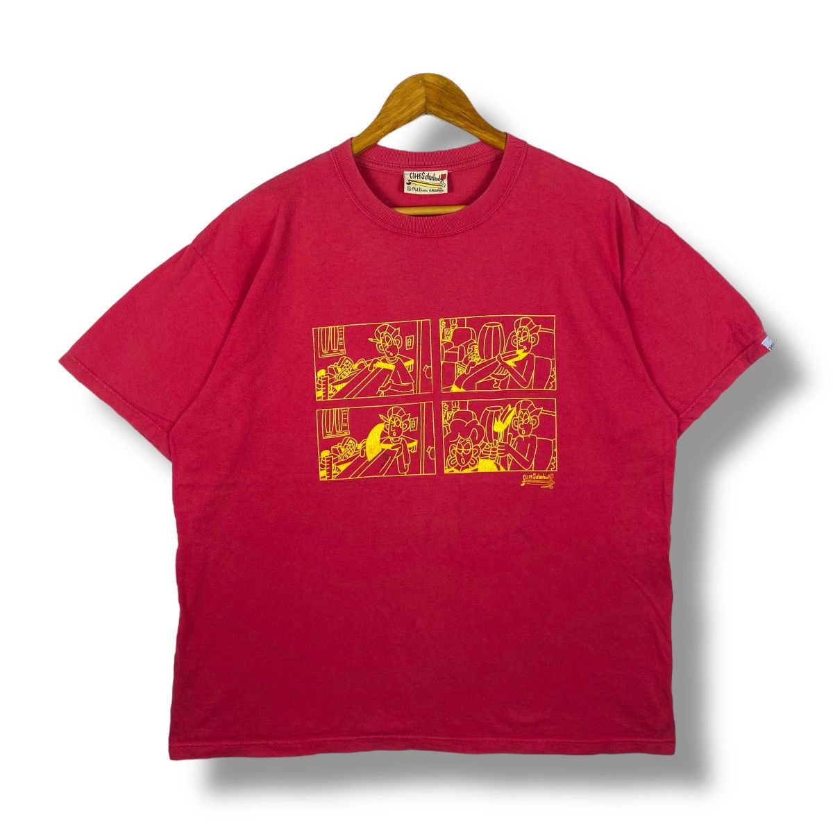 Vintage Vintage CLIFF SUTHERLAND Cartoon Panel Graphic Tee Shirt Size US XL / EU 56 / 4 - 1 Thumbnail
