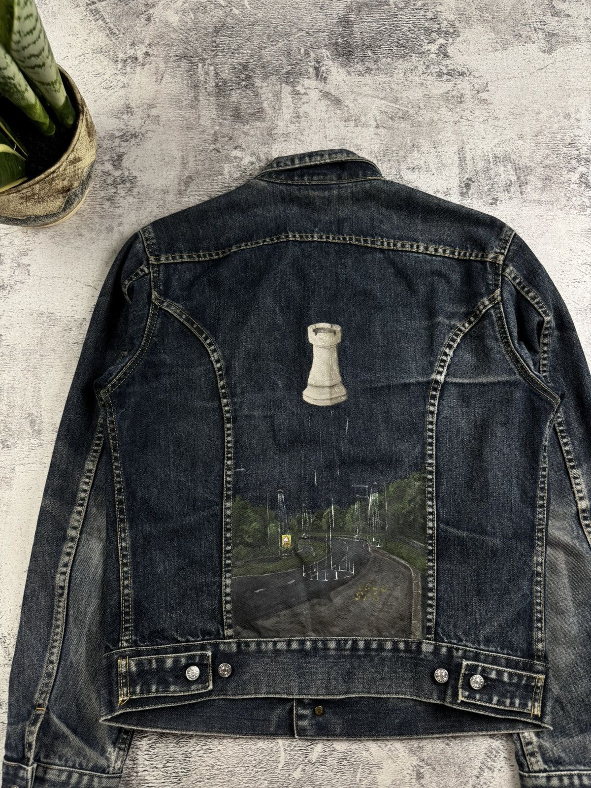 Diesel Diesel Custom 1 of 1 Chess Design Blue Men’s Medium Vintage Denim Jeans Jacket Size US M / EU 48-50 / 2 - 16 Thumbnail