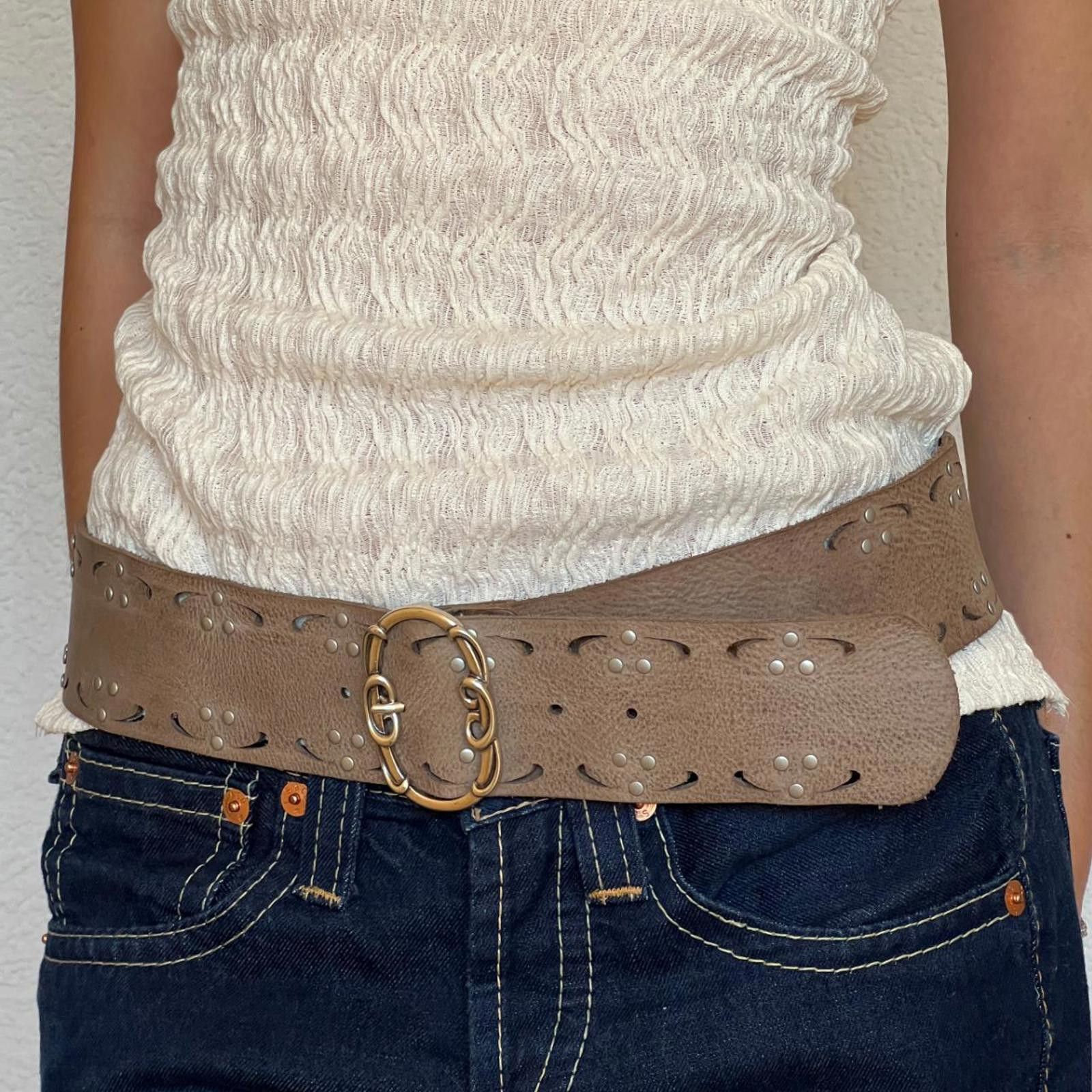 Jones New York Vintage Jones Genuine Leather Chunky Wide Belt 85 Size ONE SIZE - 1 Thumbnail