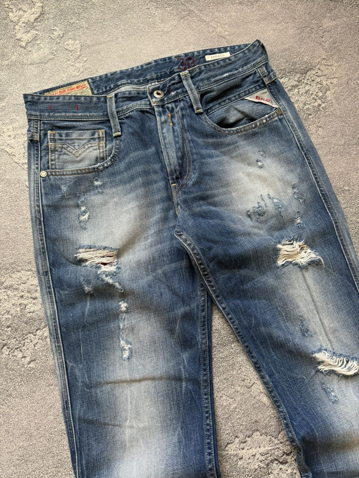 Replay × Vintage Replay 30/32 anbass Distressed denim pant trouser Jean chino Size US 30 / EU 46 - 4 Thumbnail