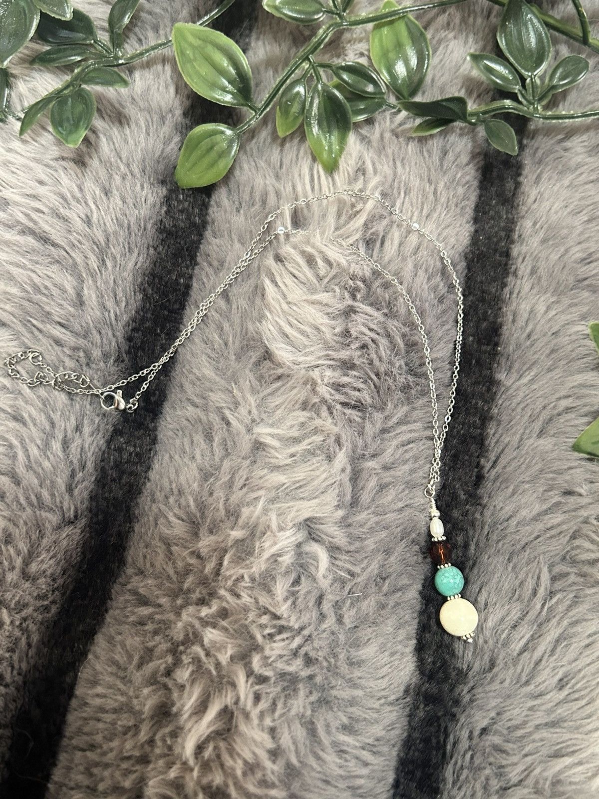 Handmade Handcrafted faux turquoise genuine pearl drop necklace Size ONE SIZE - 6 Thumbnail