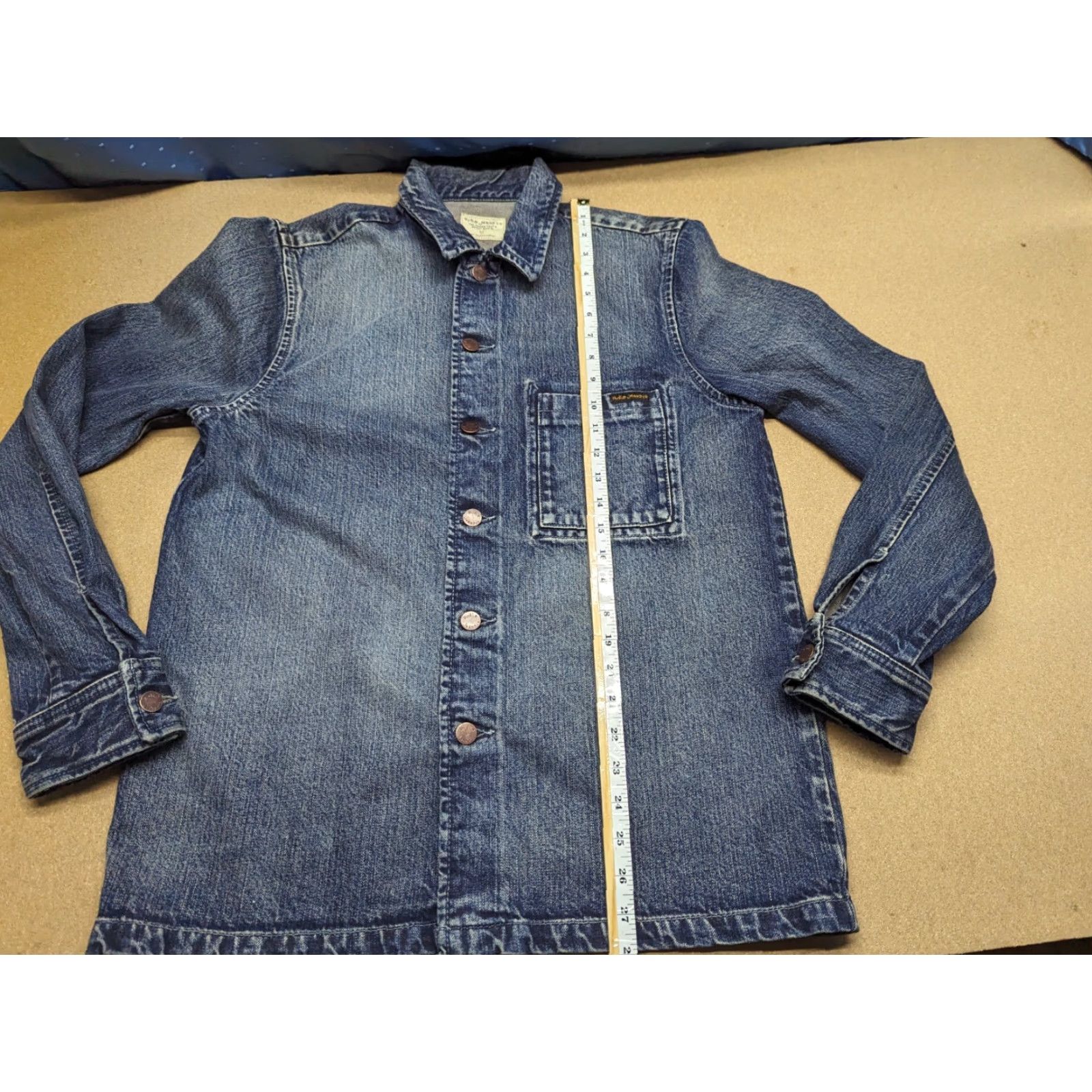 Nudie Jeans Nudie Jeans Sten Unisex Denim Jacket Medium Blue Pocket Collared Button Jacket Biker Style Shrt? Size US 31 - 5 Thumbnail