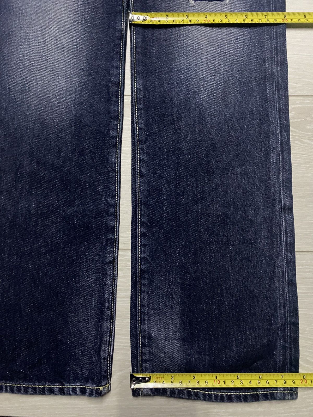 Japanese Brand Vintage Gu Denim Blue Wash Distressed Straight Fit Jeans Size US 29 - 16 Thumbnail