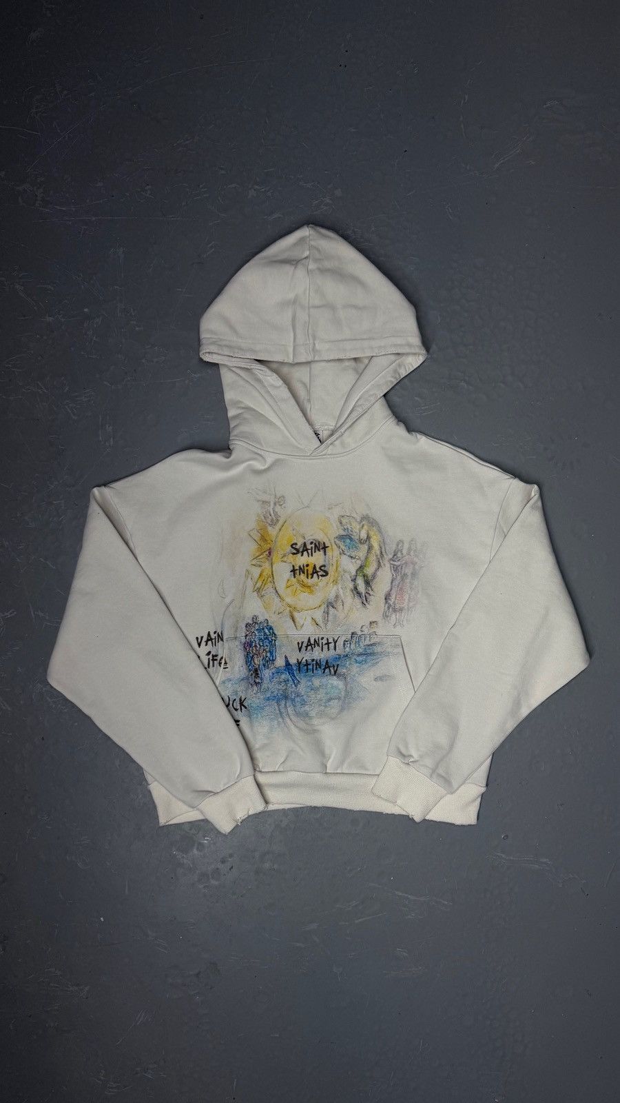 Saint vanity “f*ck off” creme hoodie