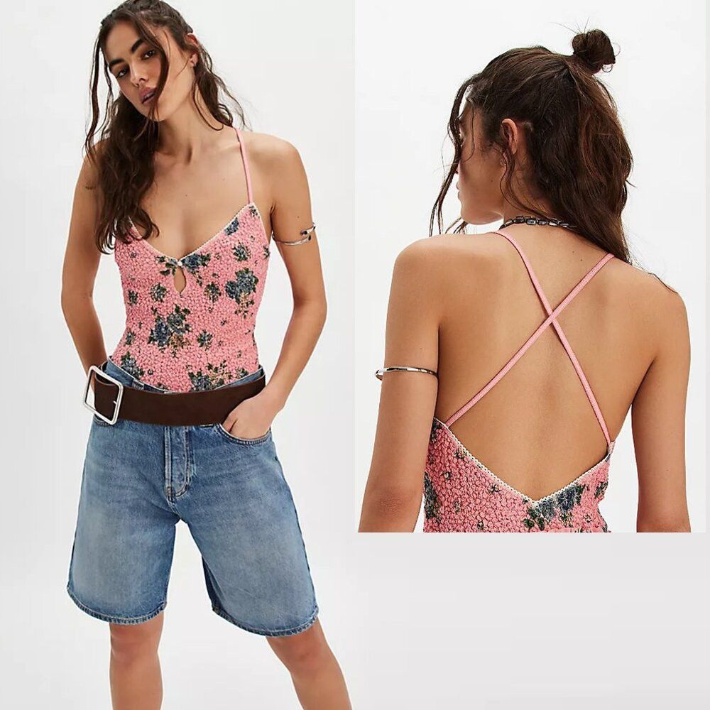 Free People NWT New Free People Seaside Rose Peony Combo Bodysuit Size Size XS / US 0-2 / IT 36-38 - 1 Thumbnail