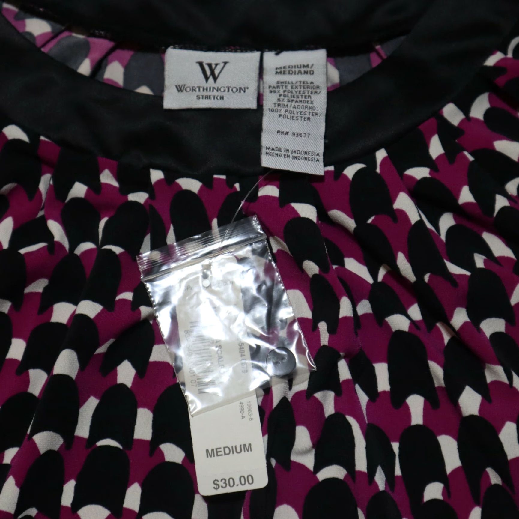 Worthington Worthington Shirt Blouse Women M Purple Boho Short Sleeve 70s? No – just Purple. Hmm. Size M / US 6-8 / IT 42-44 - 3 Thumbnail