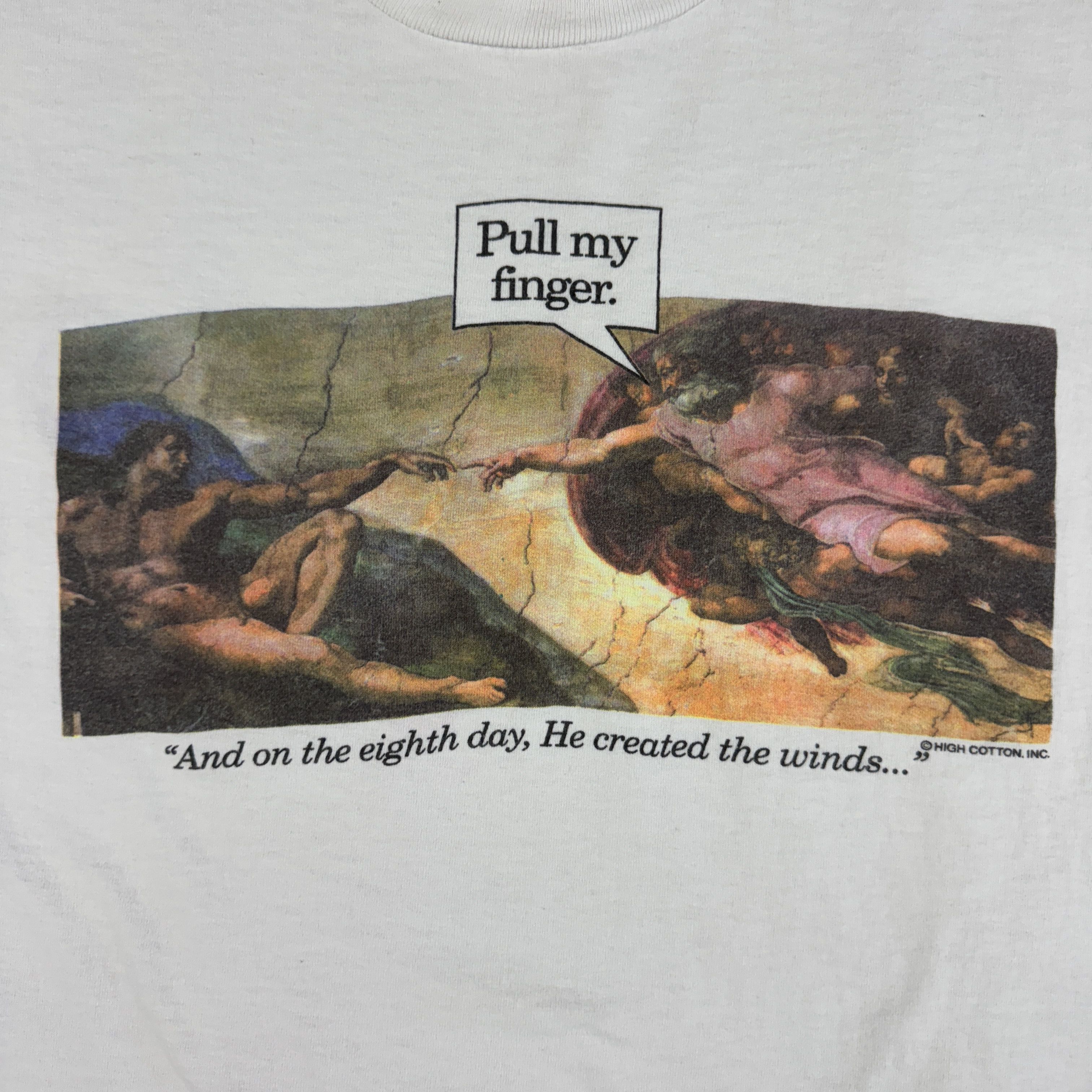Vintage Vintage 90s Pull My Finger Michelangelo Art Parody Shirt Size US XL / EU 56 / 4 - 6 Thumbnail